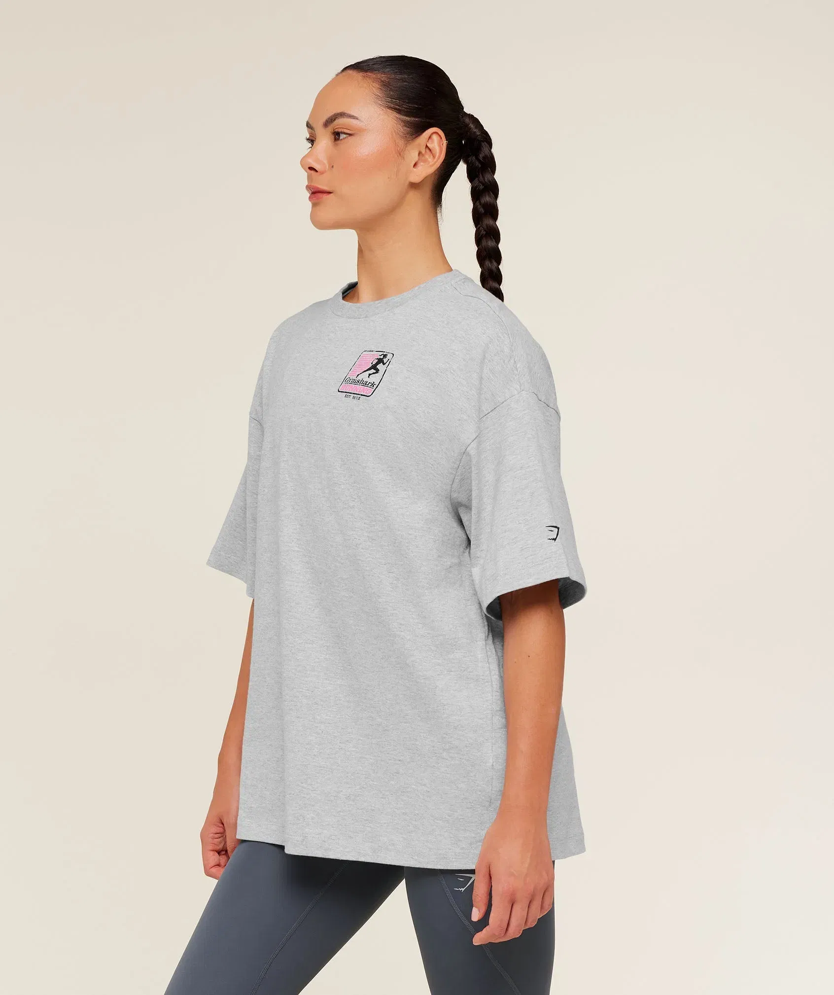 Gymshark Run Club Graphic Short Sleeve T-Shirt - Light Grey Core Marl