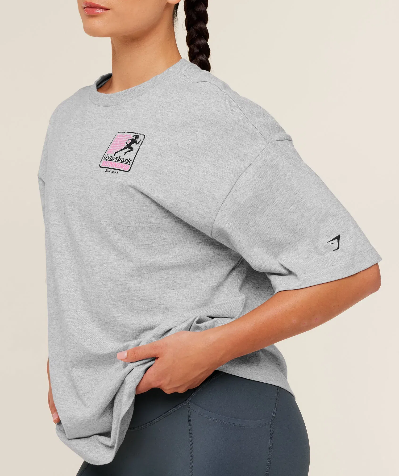 Gymshark Run Club Graphic Short Sleeve T-Shirt - Light Grey Core Marl