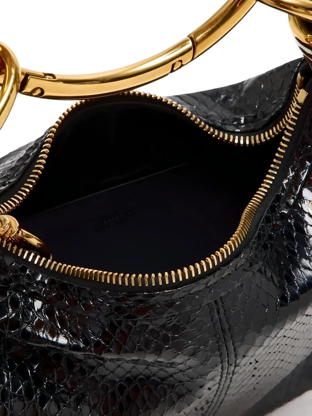 ring-top puff-faced leather shoulder bag