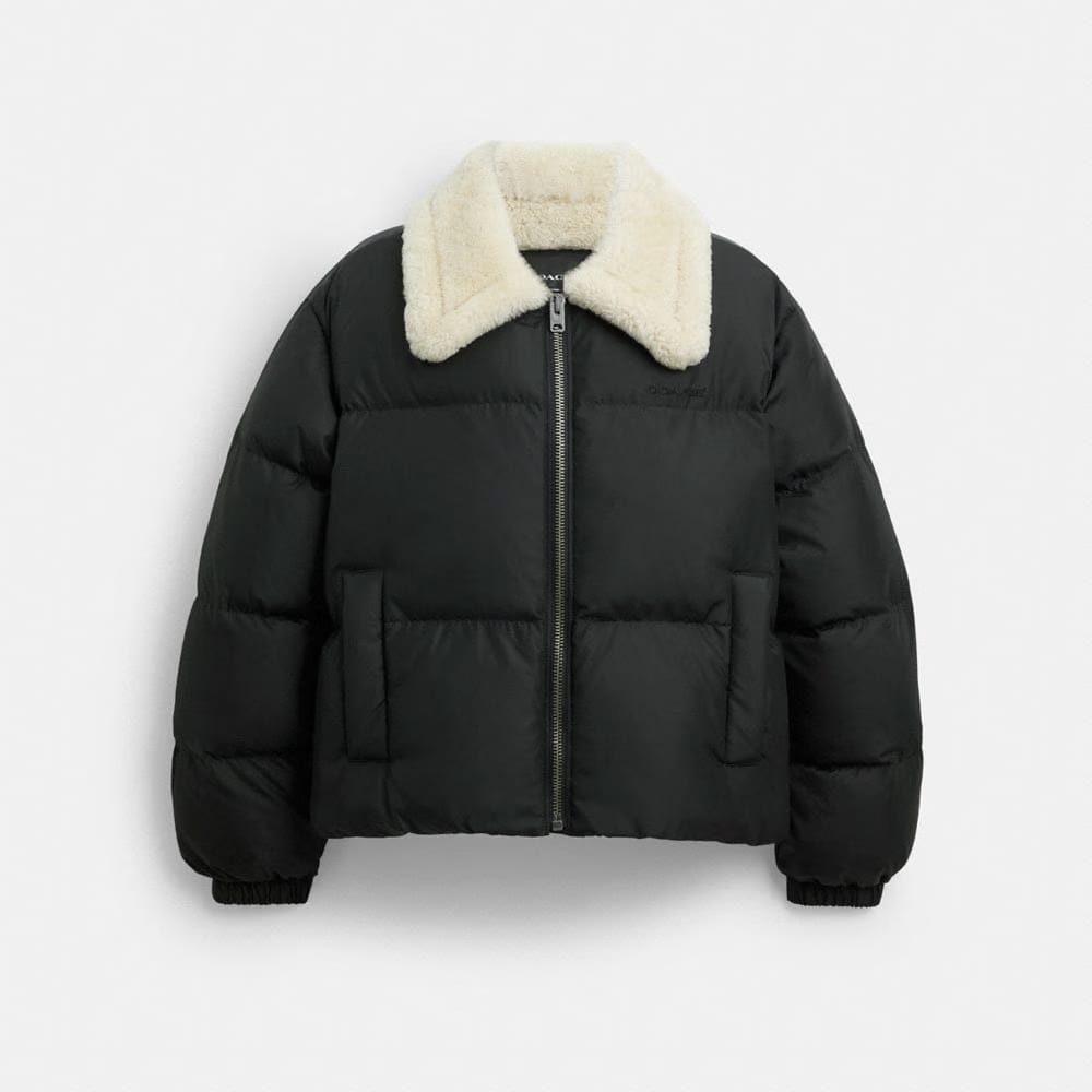 Puffer With Shearling Collar
