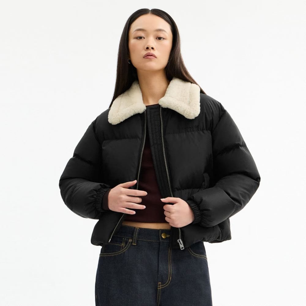 Puffer With Shearling Collar