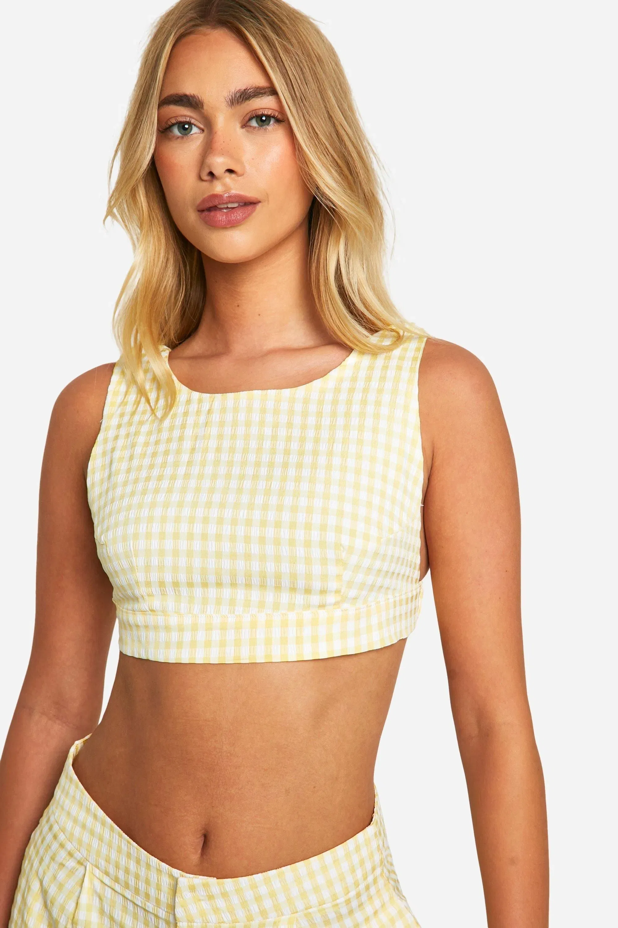 Gingham Backless Crop Top