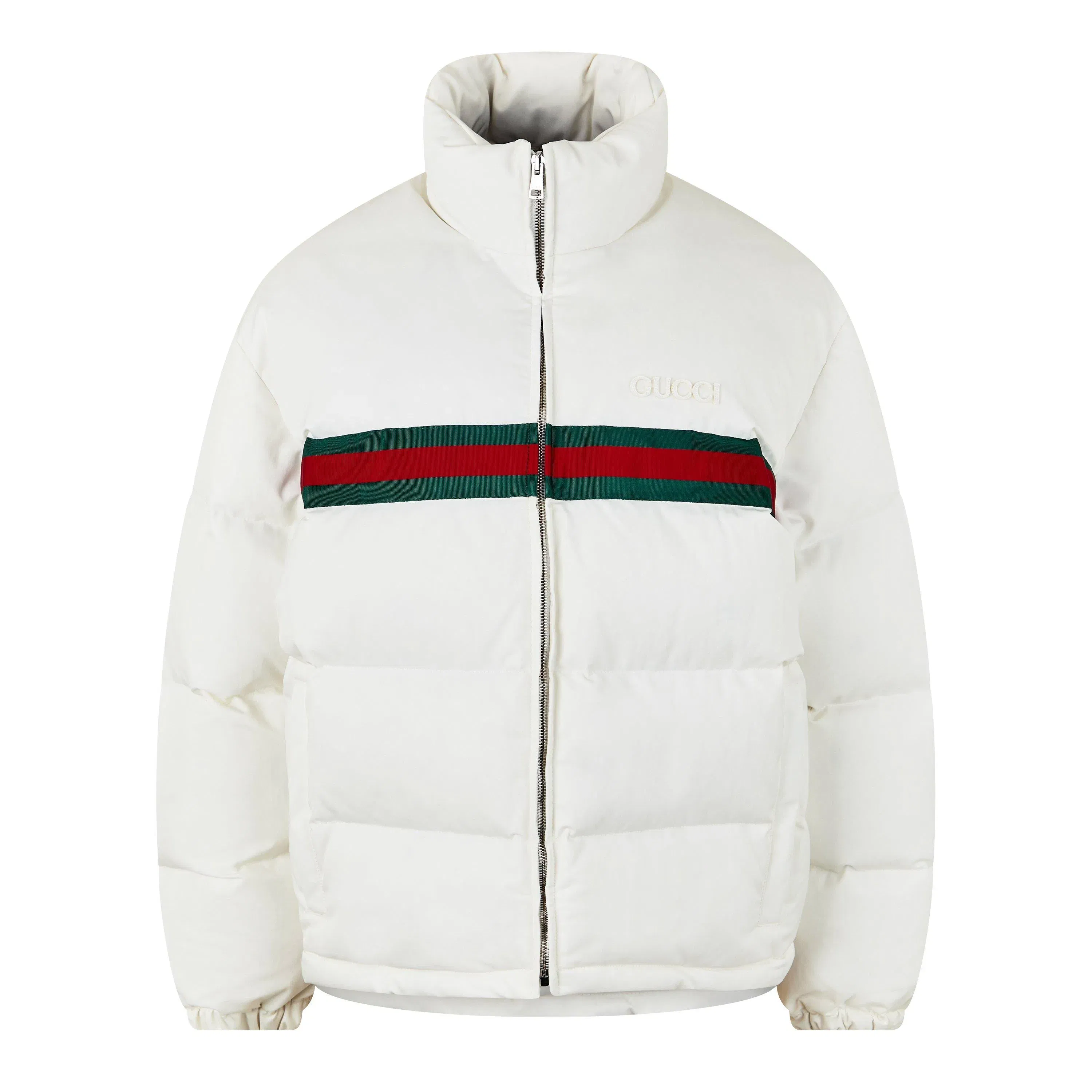 Twill Bomber Water Resistant Goose Down Stand Collar Short Puffer Jacket