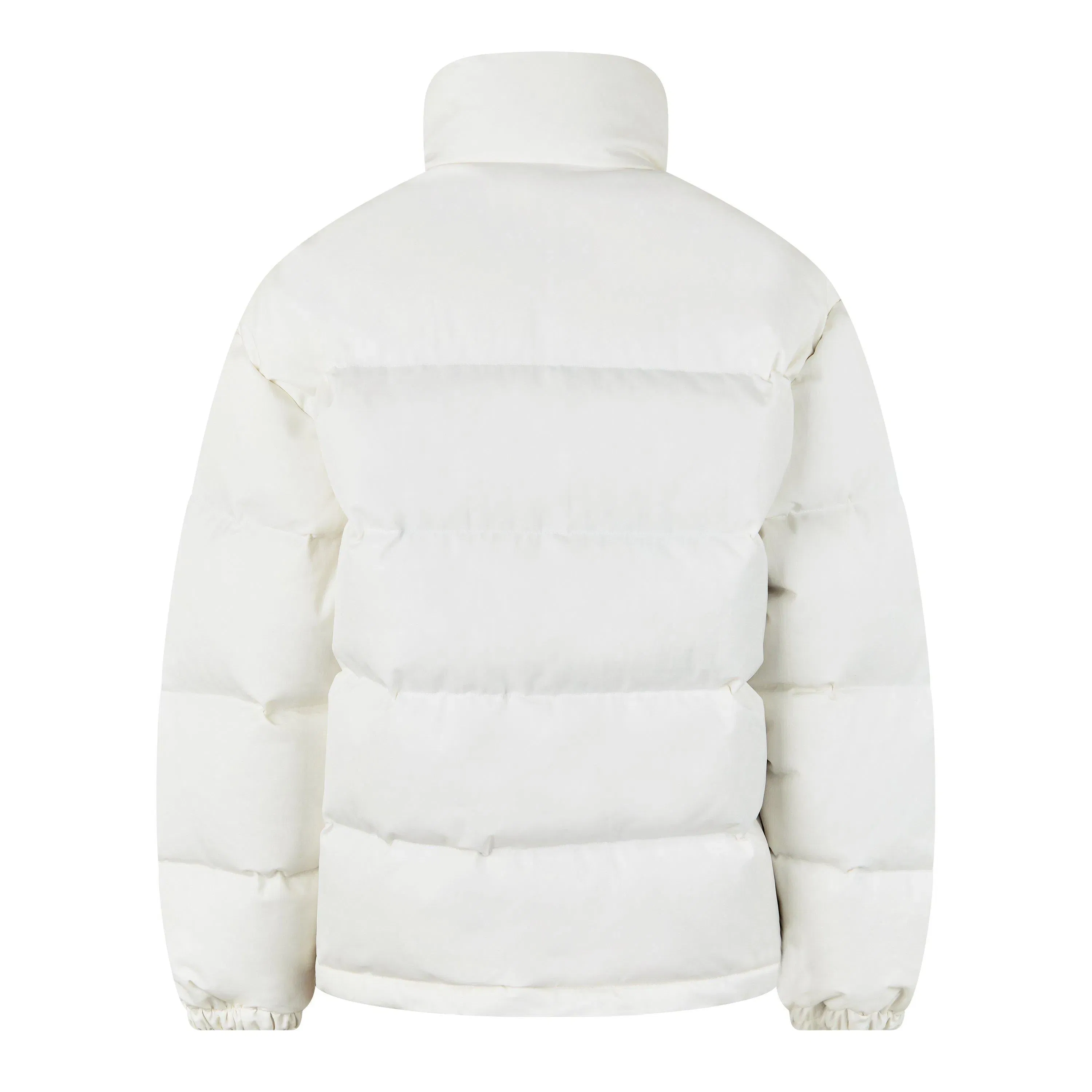 Twill Bomber Water Resistant Goose Down Stand Collar Short Puffer Jacket