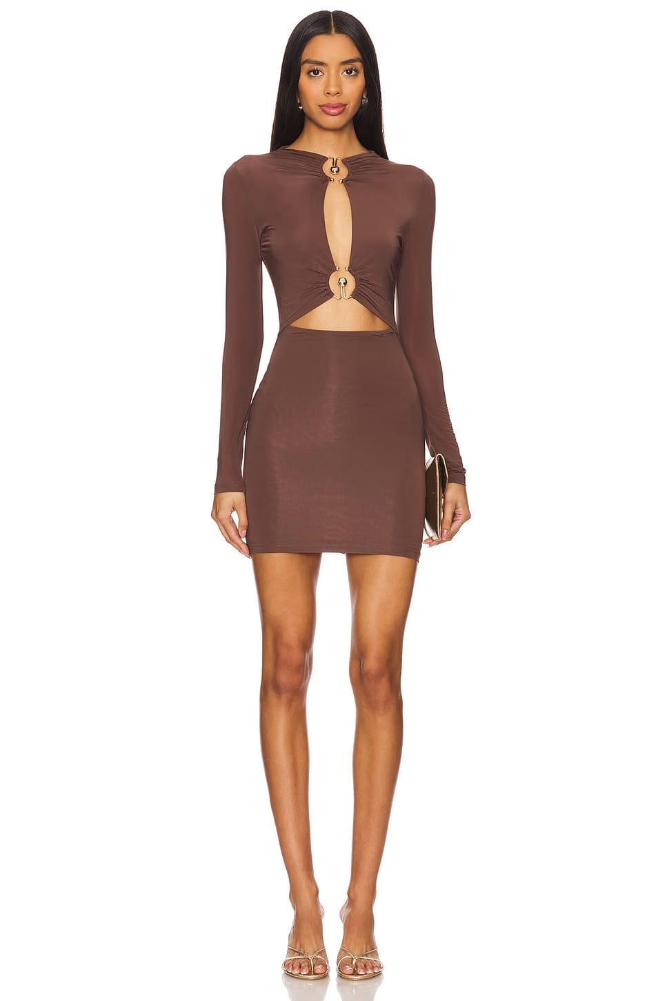superdown Sarah Cut Out Dress in Chocolate Brown