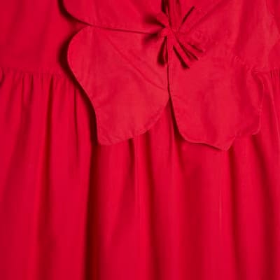 Red 3D Flower Maxi Dress
