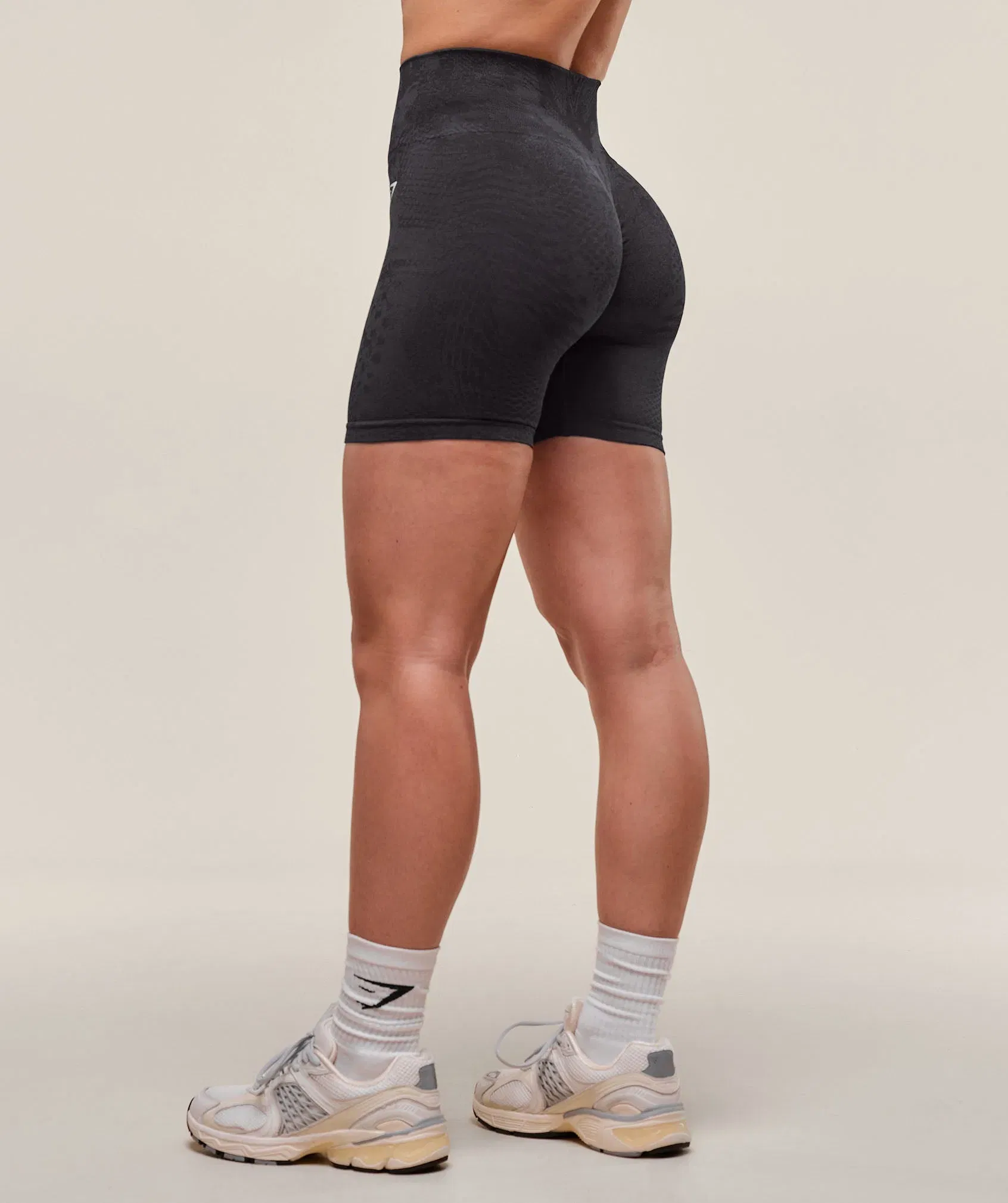 Gymshark Adapt Animal X Whitney Seamless Shorts - Asphalt Grey/Black