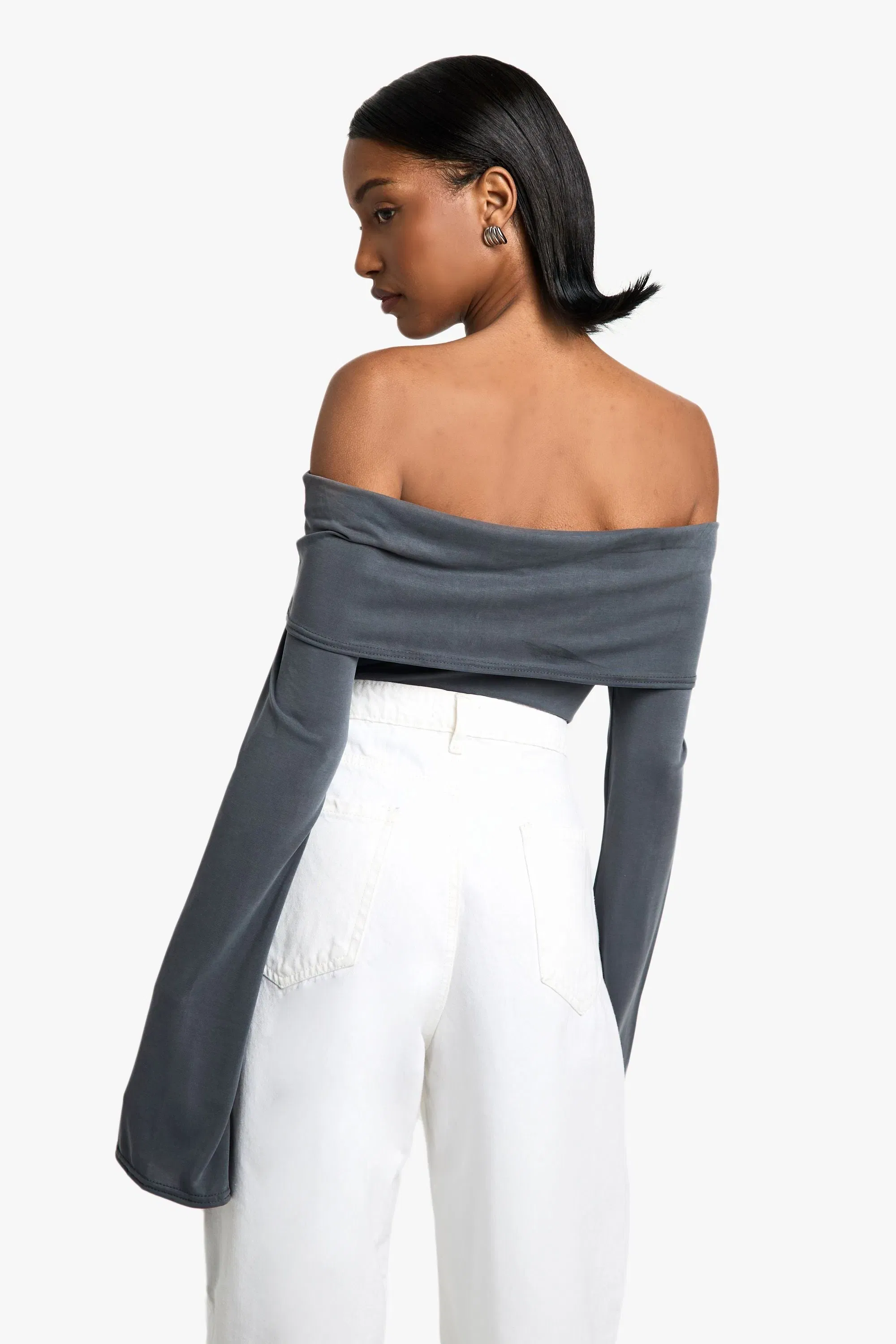 Peached Jersey Longline Bardot Top