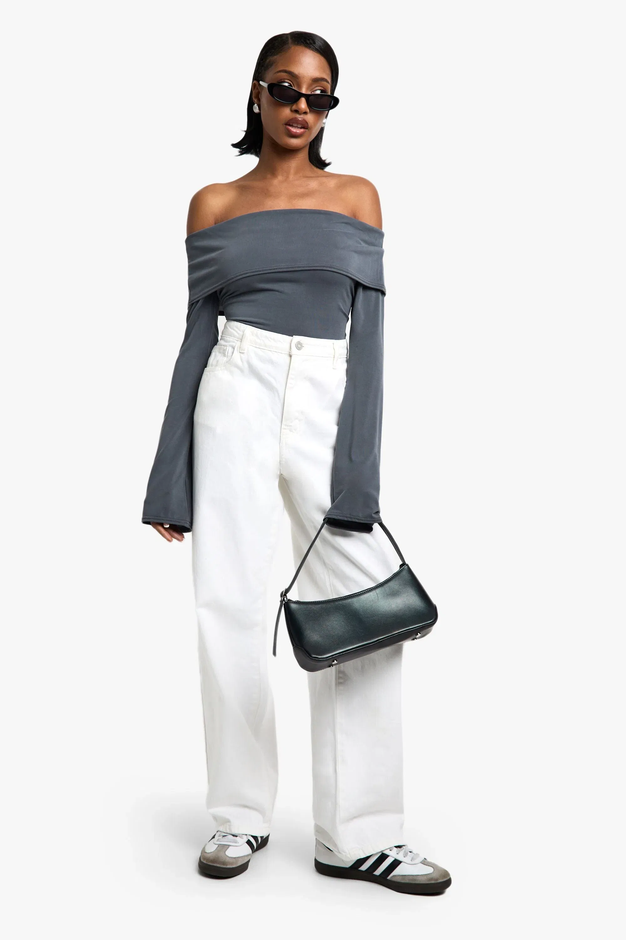 Peached Jersey Longline Bardot Top