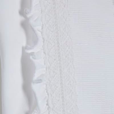 White Long Sleeve Frill Trim Smock Top