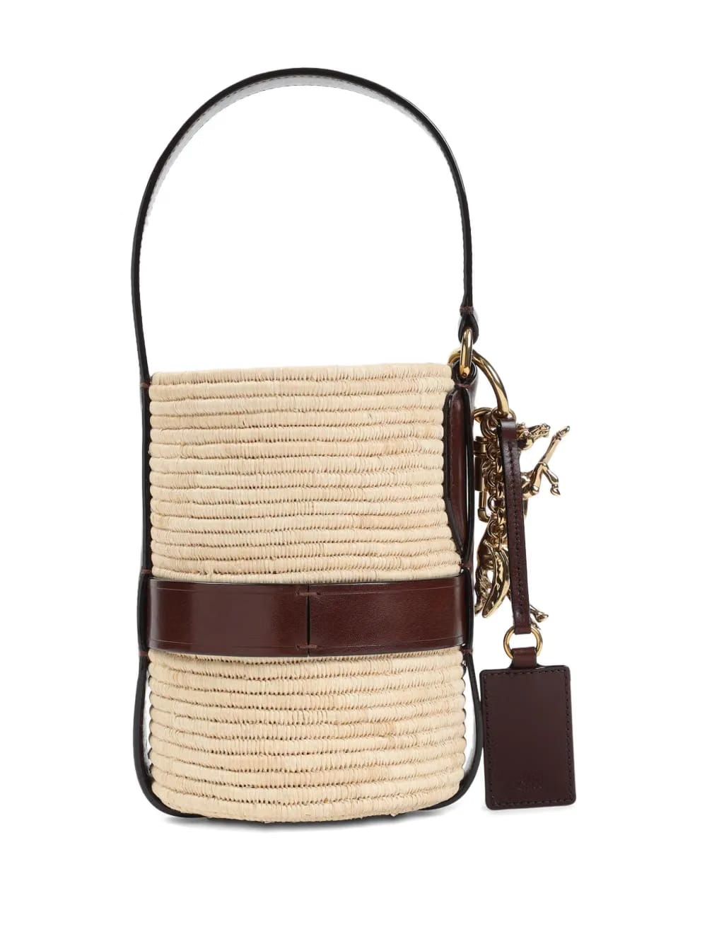 logo raffia shoulder bag
