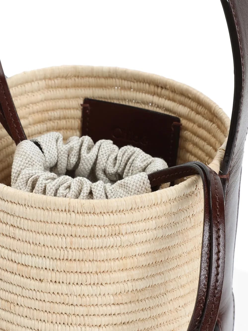 logo raffia shoulder bag