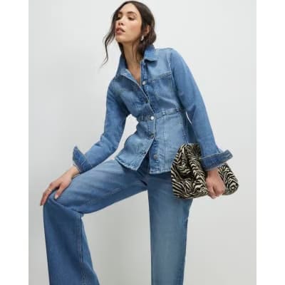 Blue Seamed Denim Jacket