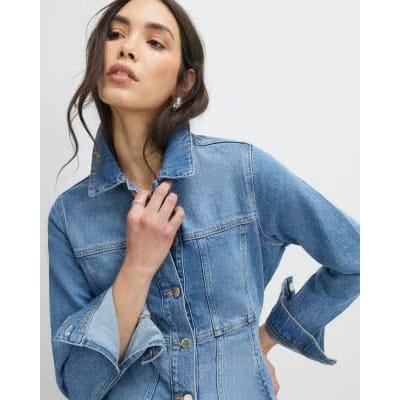 Blue Seamed Denim Jacket