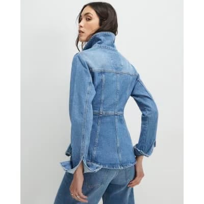 Blue Seamed Denim Jacket