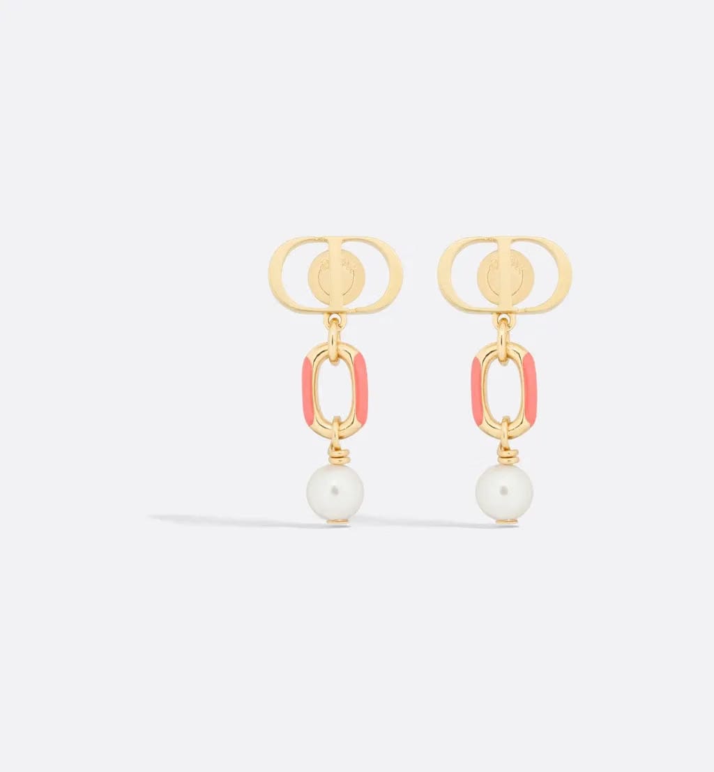 Dior Women's Earrings Dioriviera Small CD Earrings in Pink Gold E3297W
