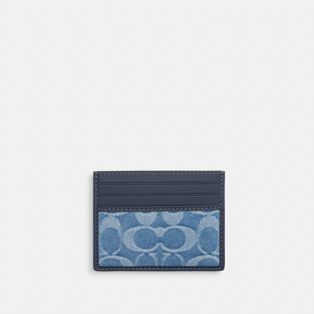 Slim Id Card Case In Signature Denim