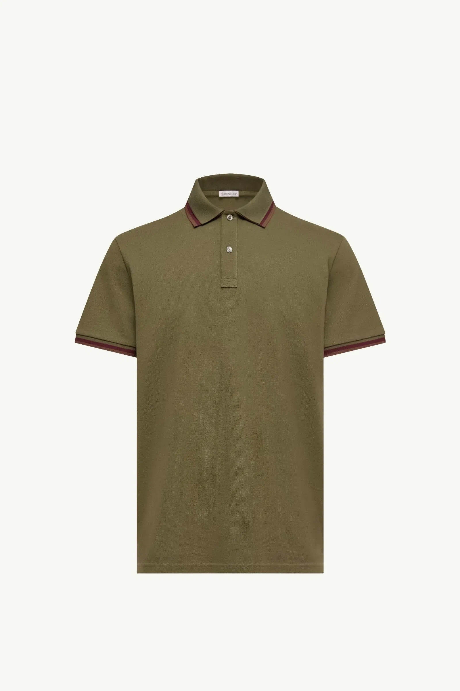 Moncler Double Collar Cotton Piquet Polo Shirt Olive Green Olive Green