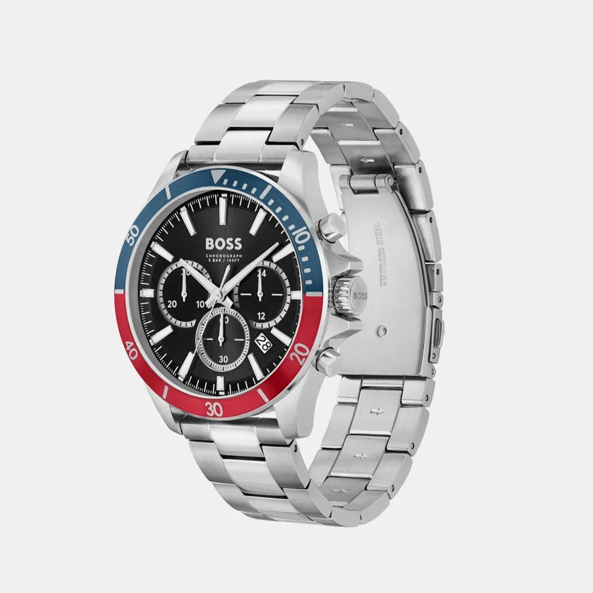 Boss Troper Men Quartz Black Dial Chronograph Stainless Steel Watch 1514108