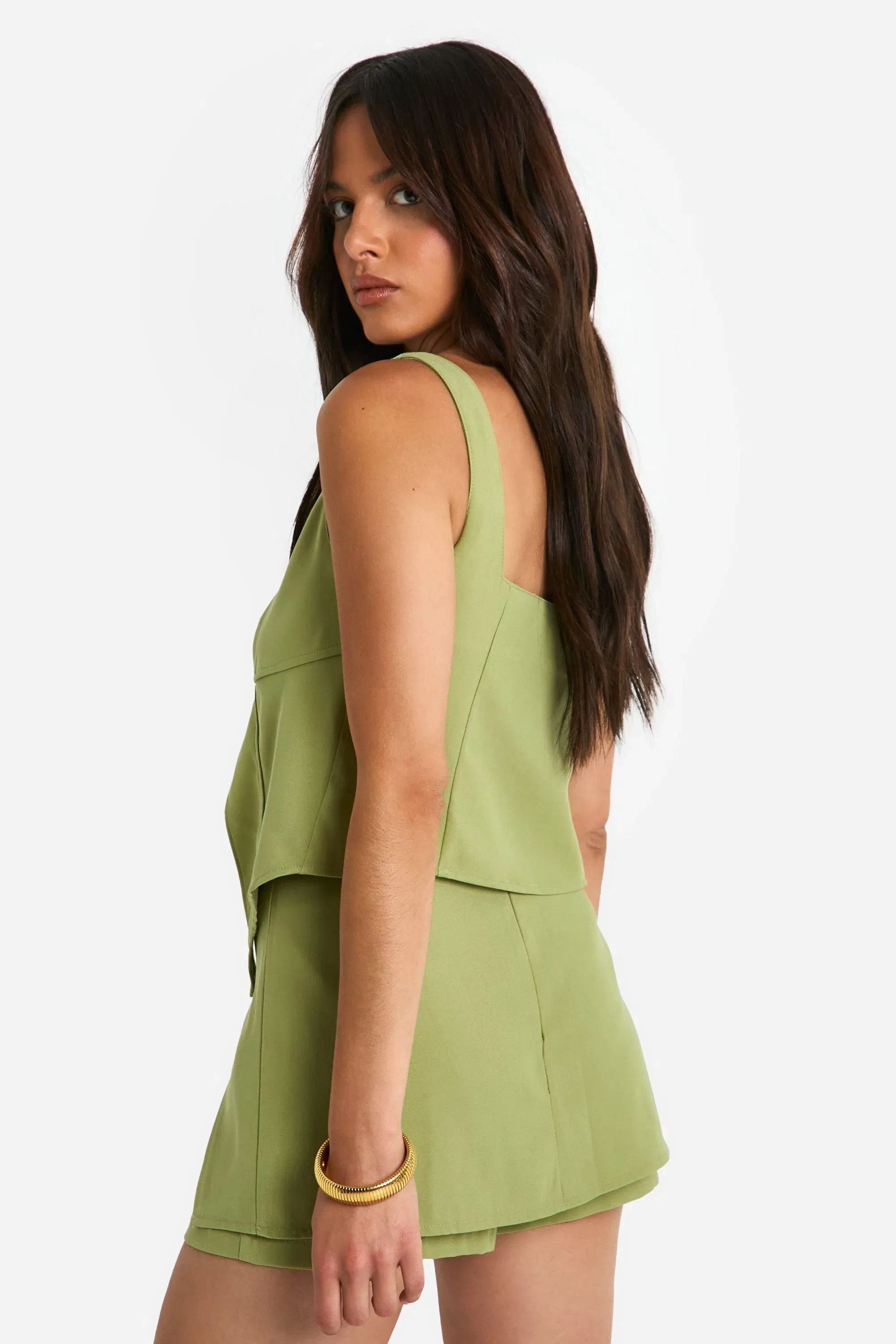 Button Up Split Hem Longline Top