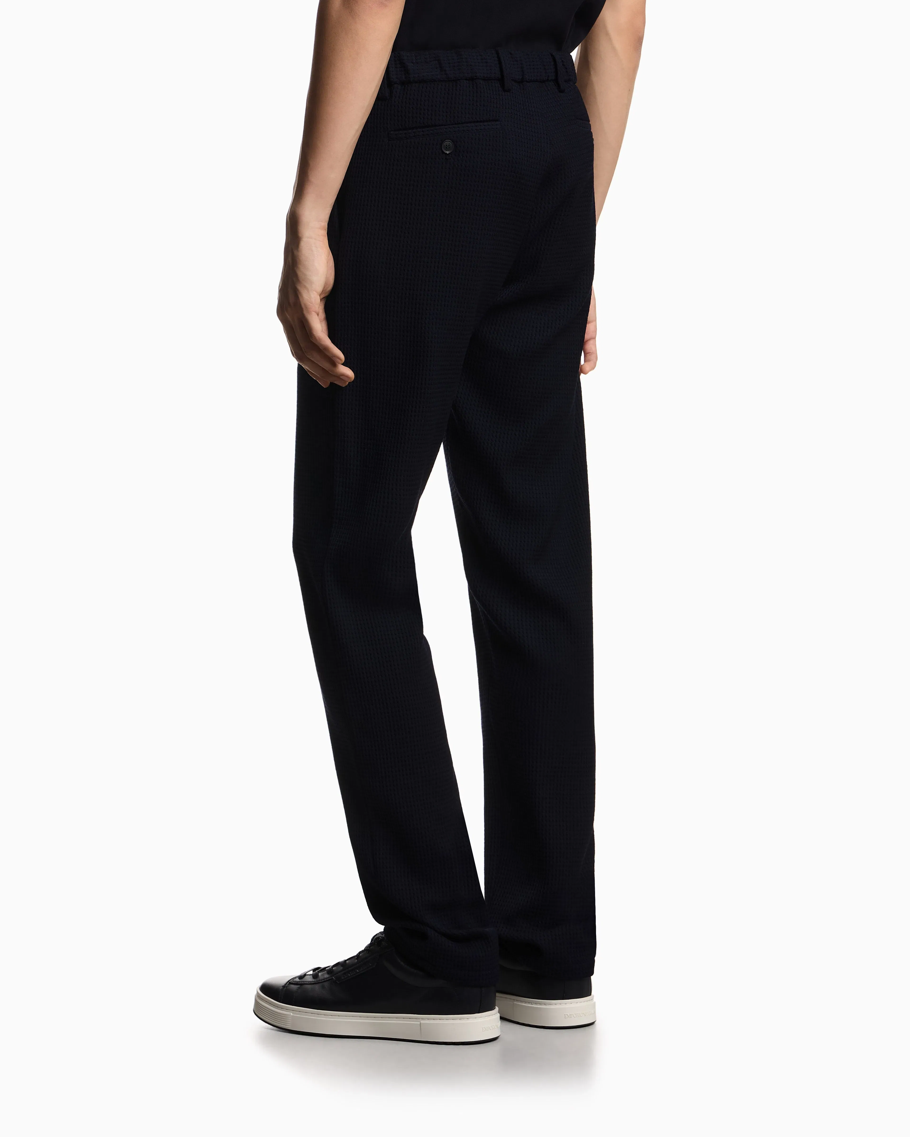 Emporio Armani 3D waffle-effect wool-jersey trousers