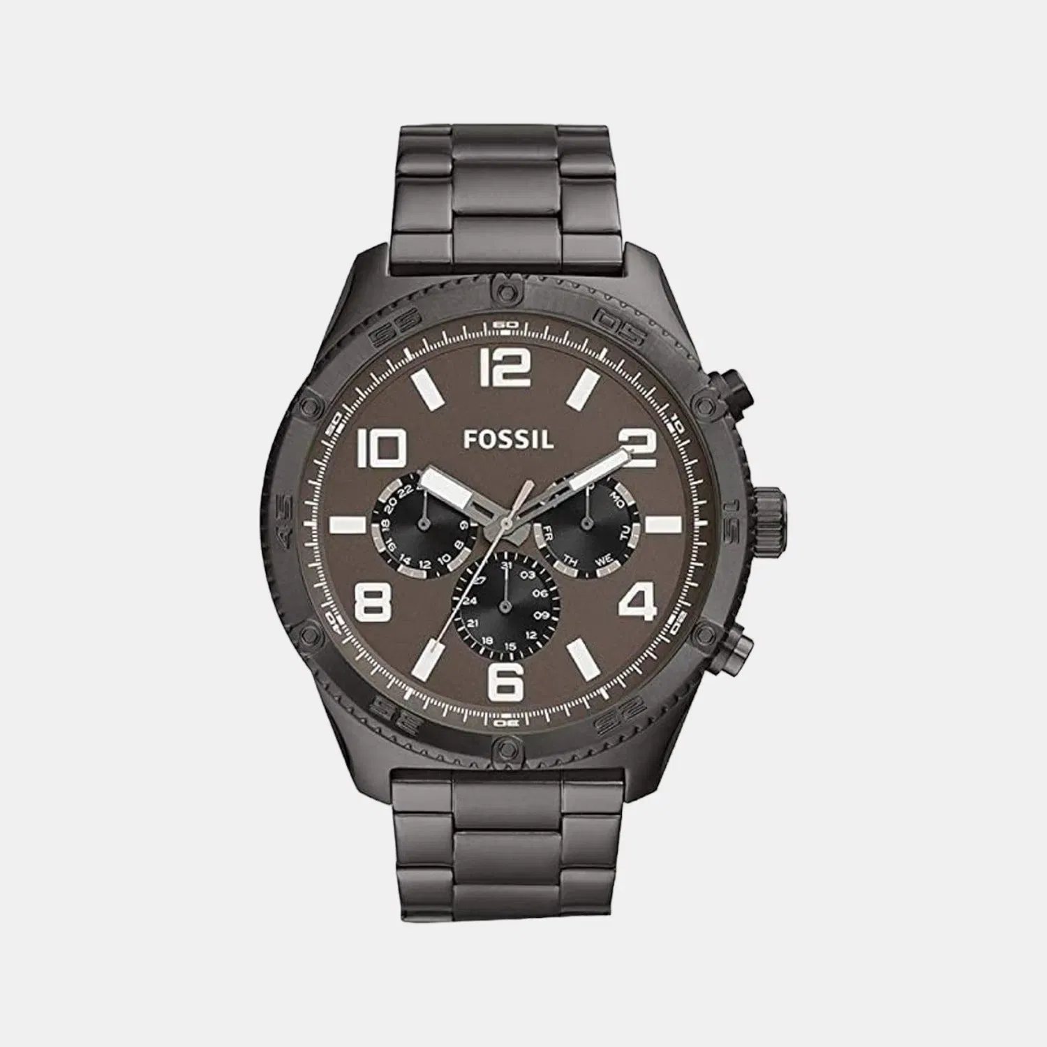 Fossil Brox Men Quartz Grey Dial Multi-Function Stainless Steel Watch Bq2533