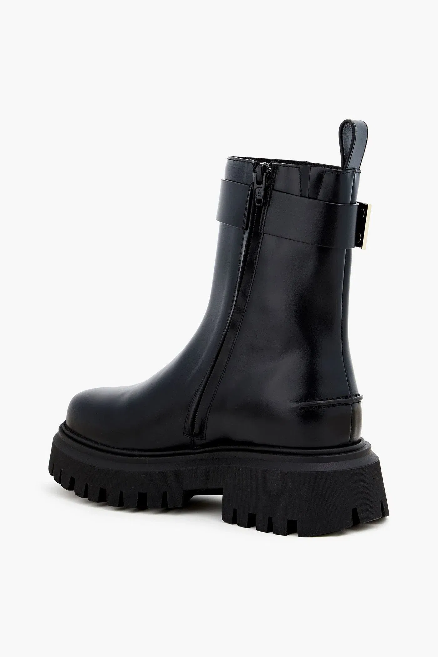 Maje Buckled Leather Ankle Boots Black Women's