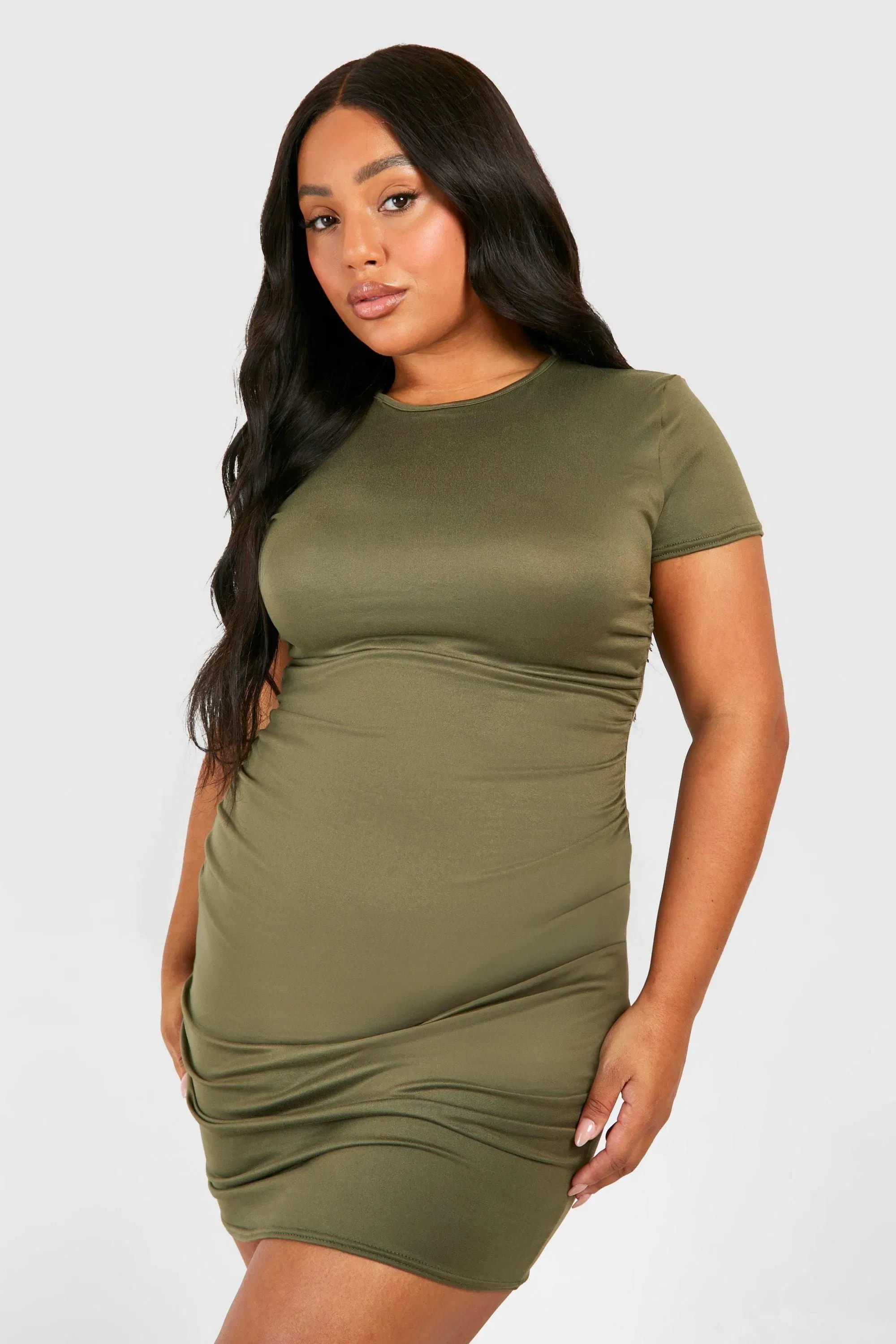 Plus Super Soft Ruched Bodycon Dress