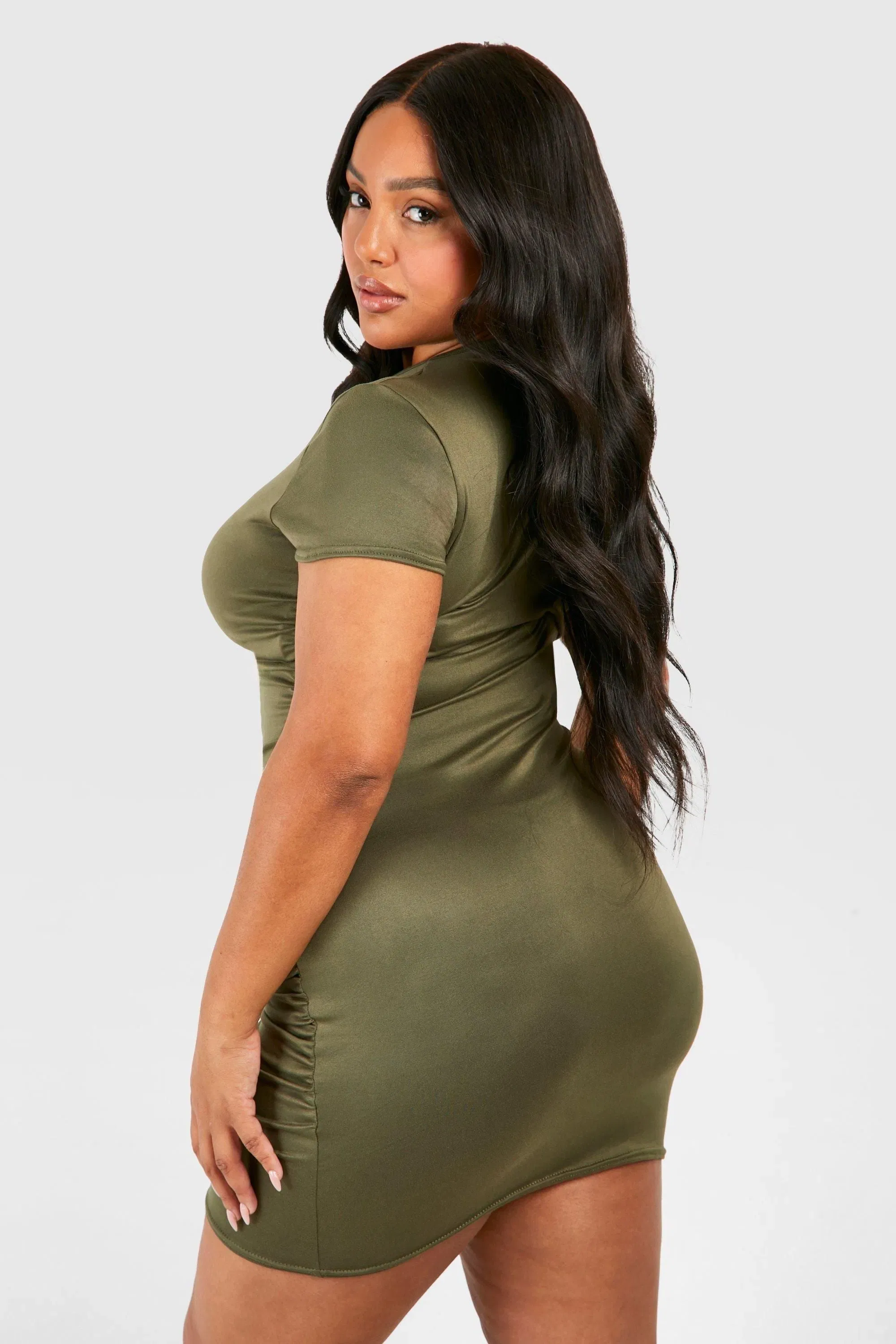 Plus Super Soft Ruched Bodycon Dress