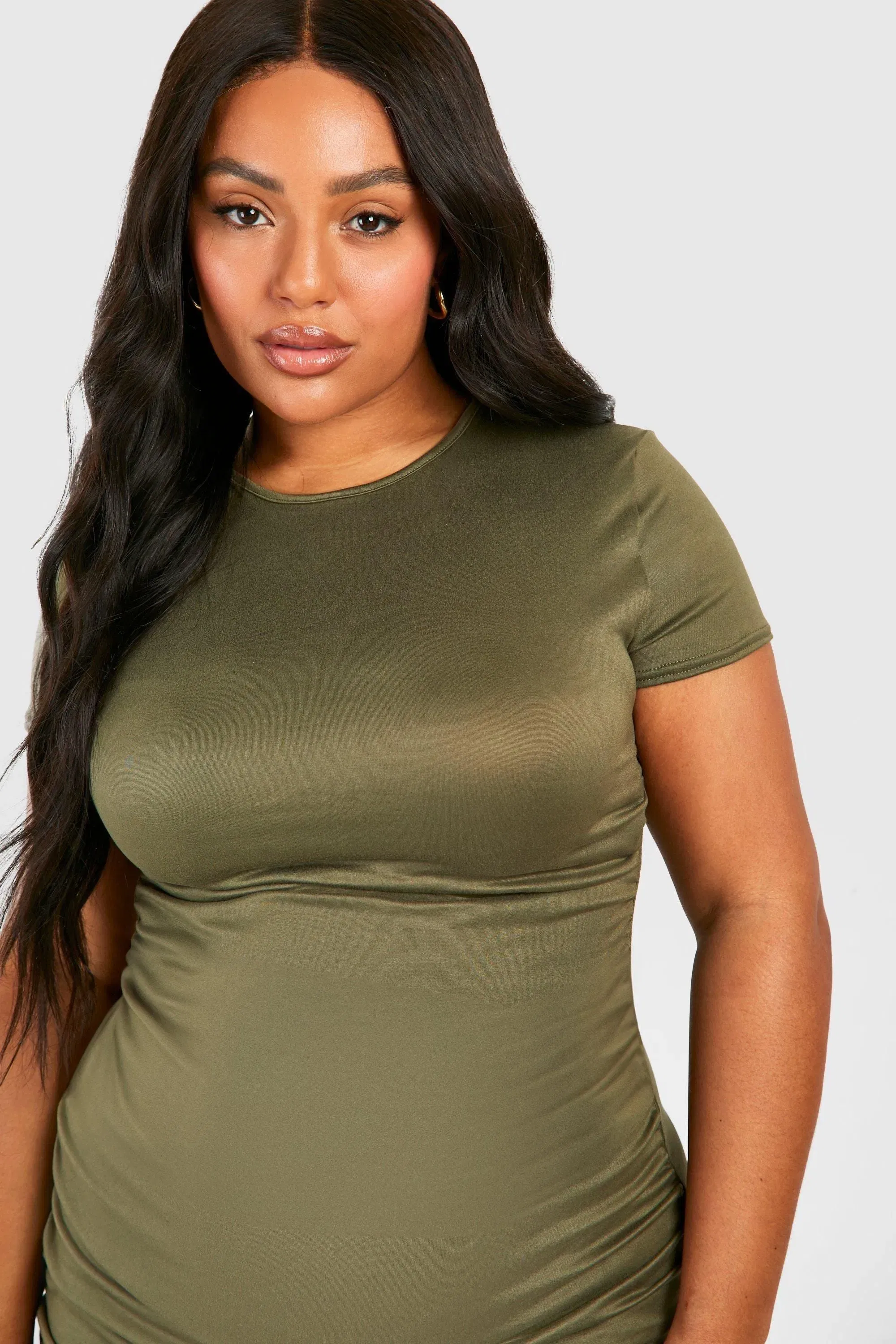 Plus Super Soft Ruched Bodycon Dress