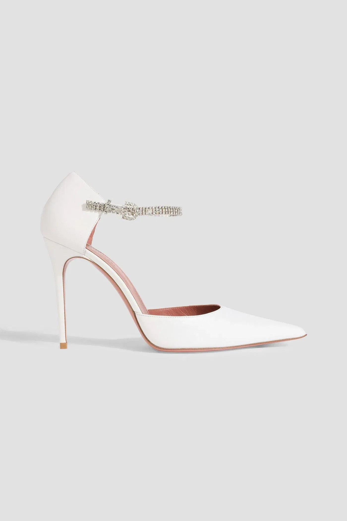 Amina Muaddi Ursina 105 Crystal-Embellished Leather Pumps White Women's