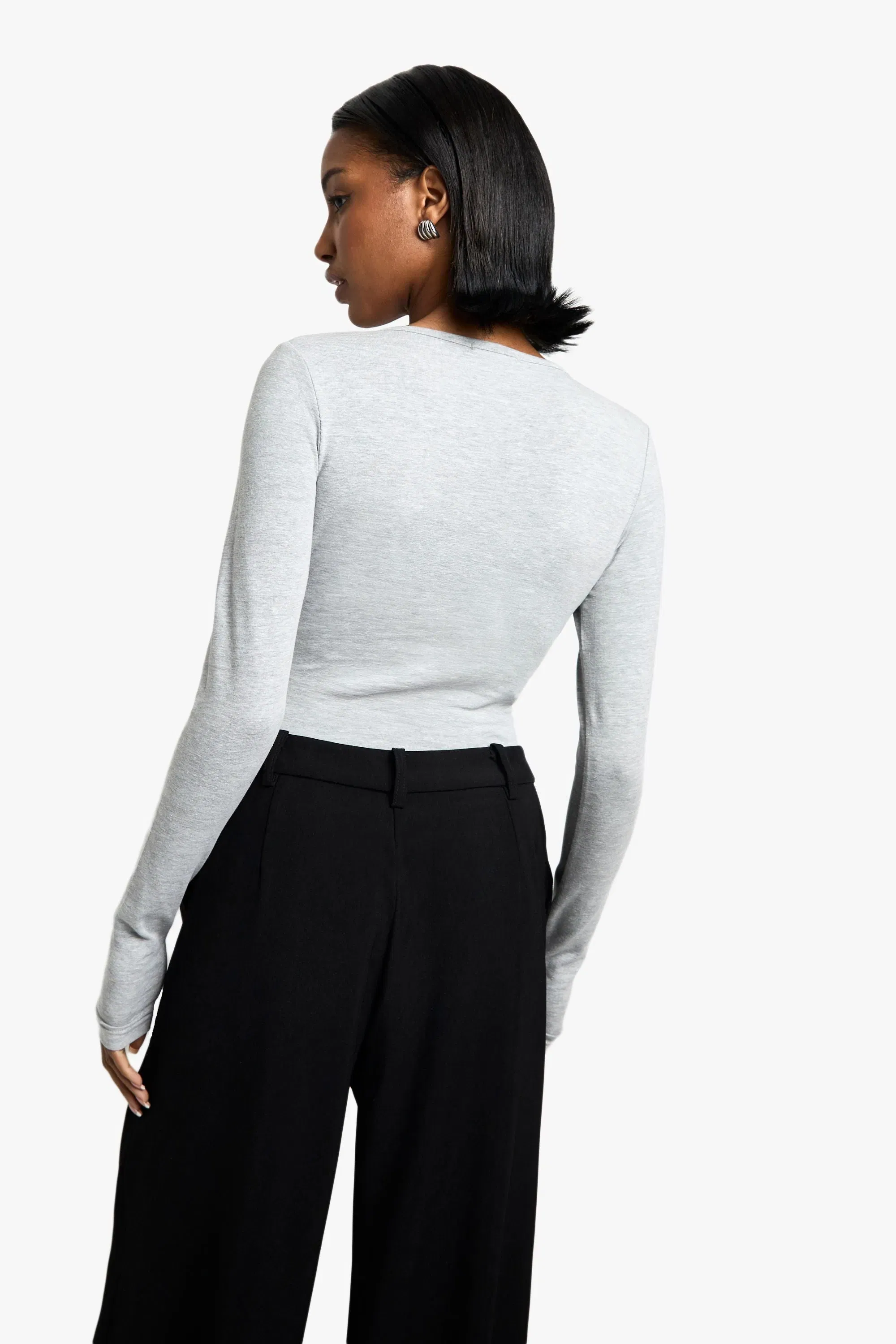 Wrap Front Long Sleeve Top