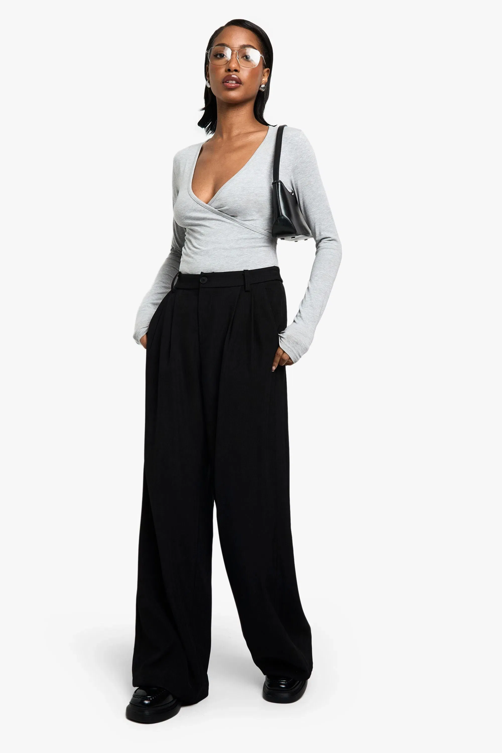Wrap Front Long Sleeve Top