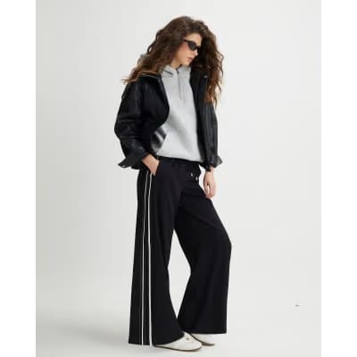 Black Stitch Side Stripe Joggers