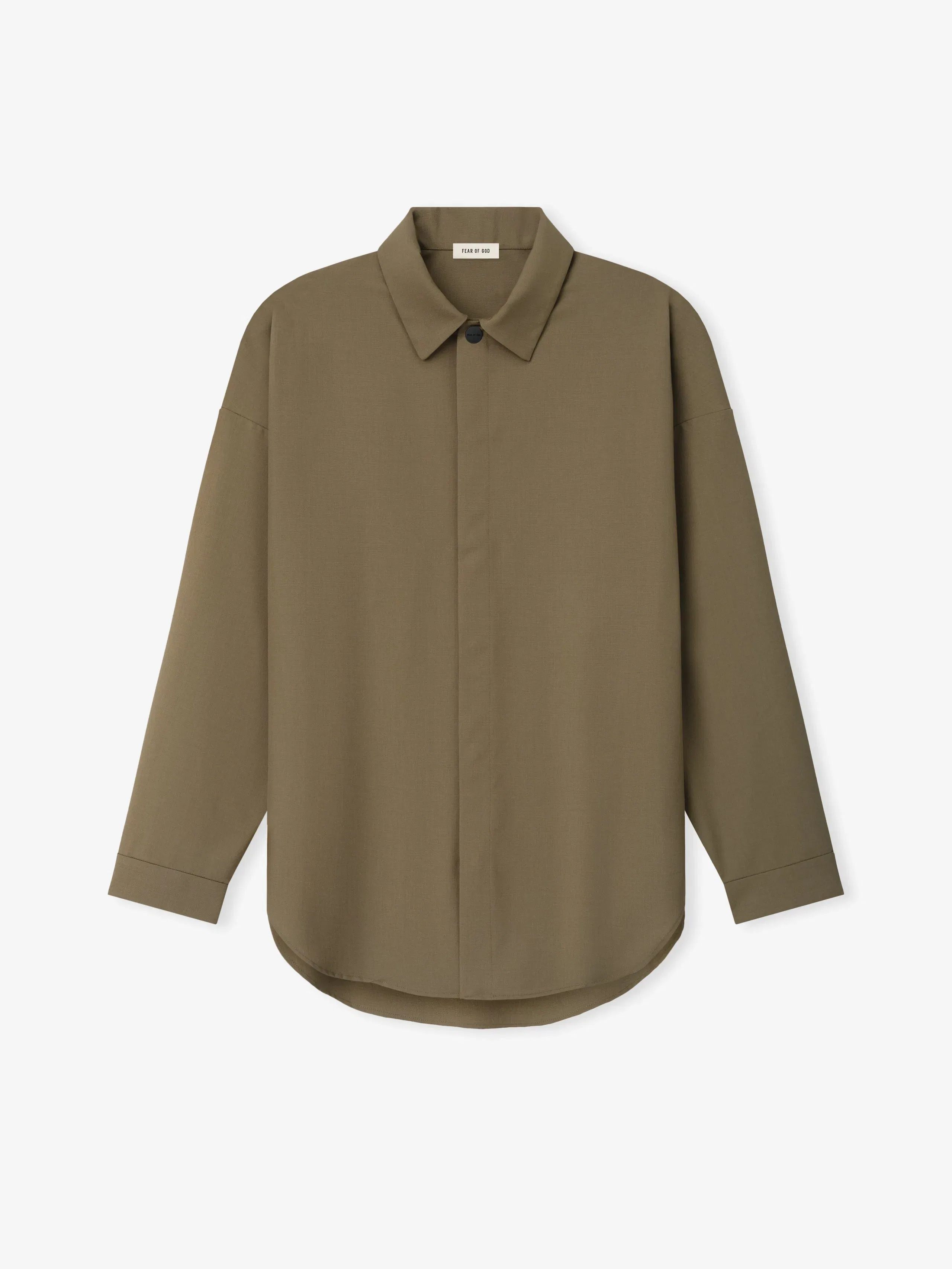 Essentials Wool Poplin Relaxed Shirt Clay