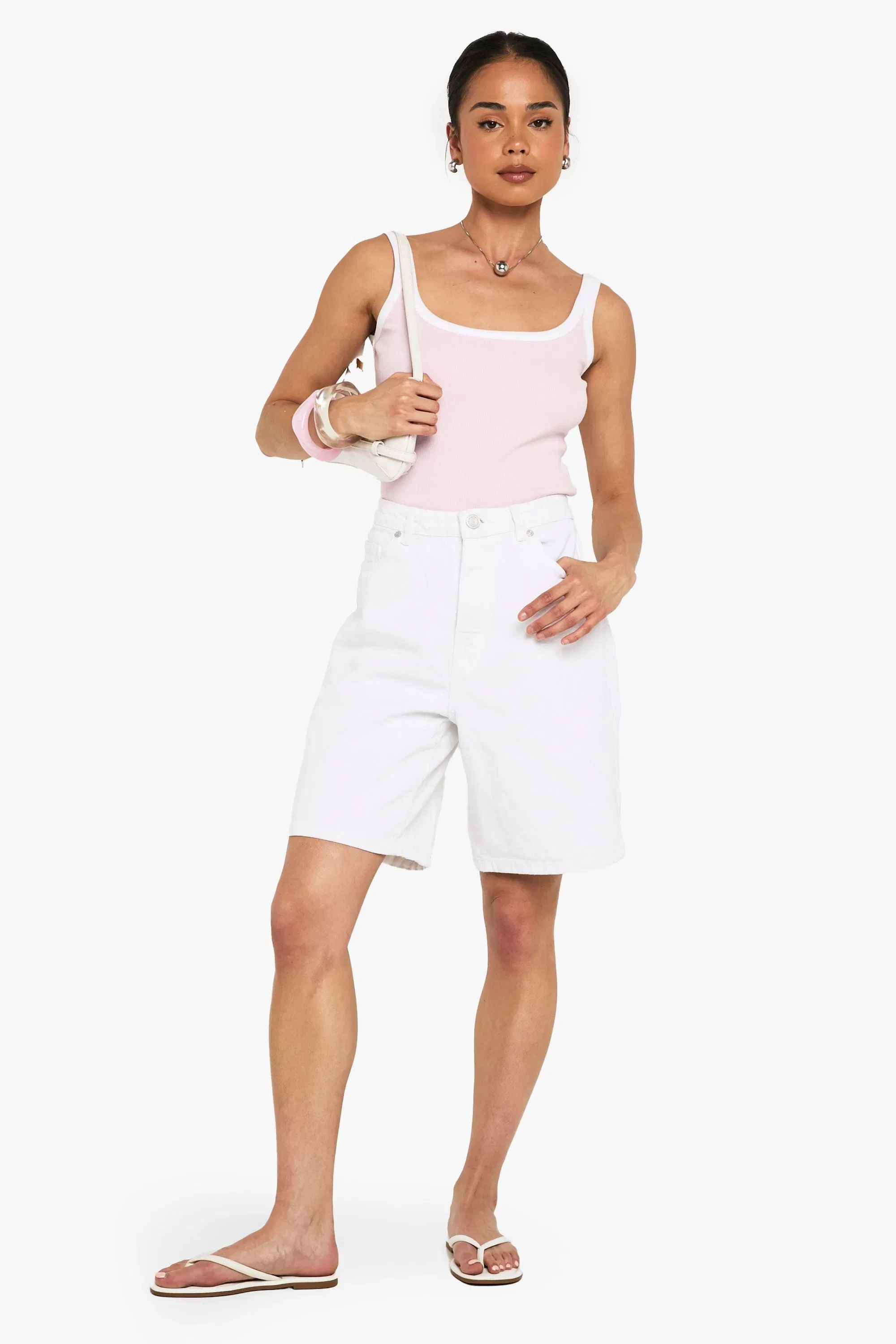 Rib Contrast Binding Strappy Vest Top
