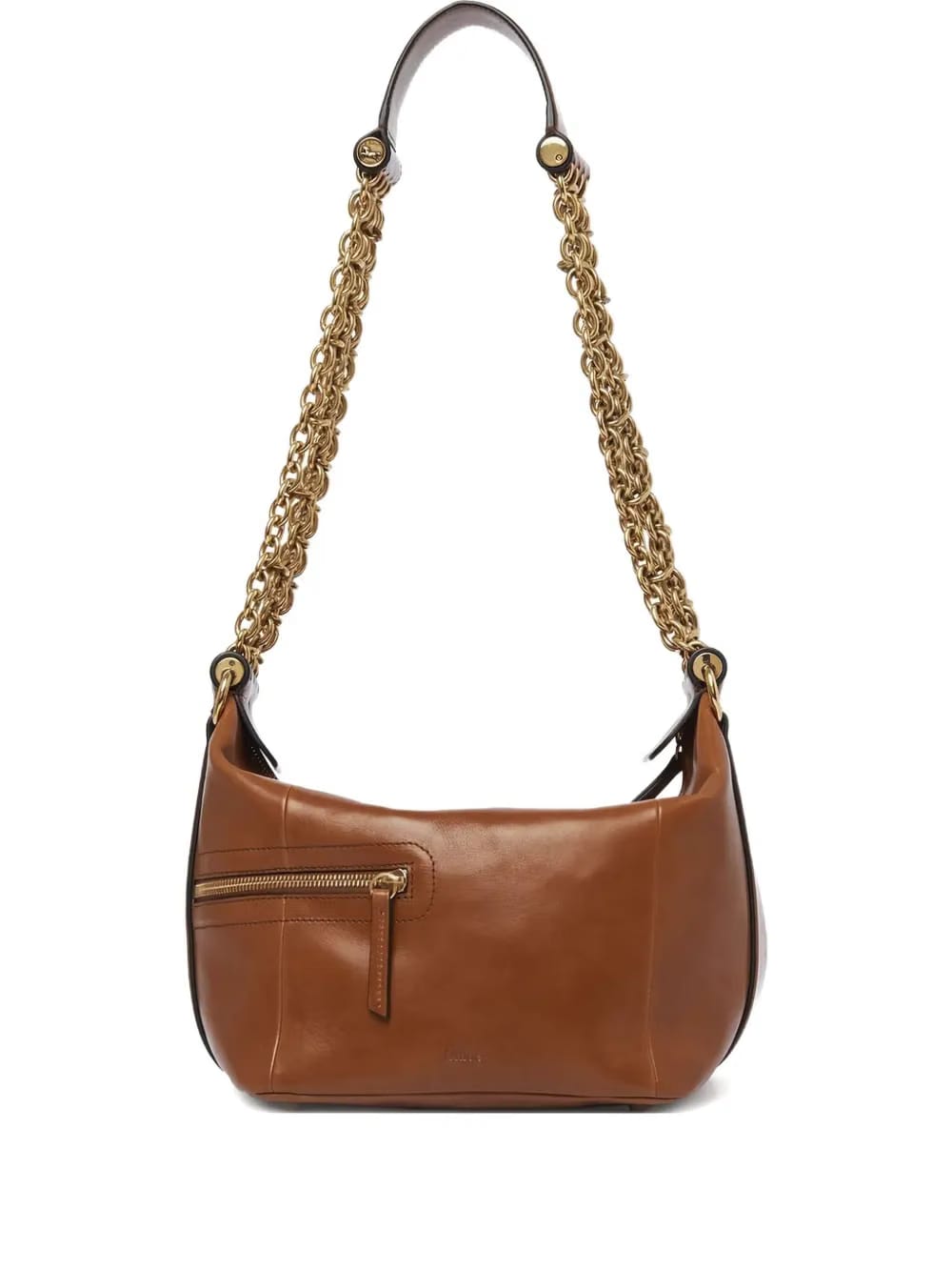 chain-trimmed leather bag