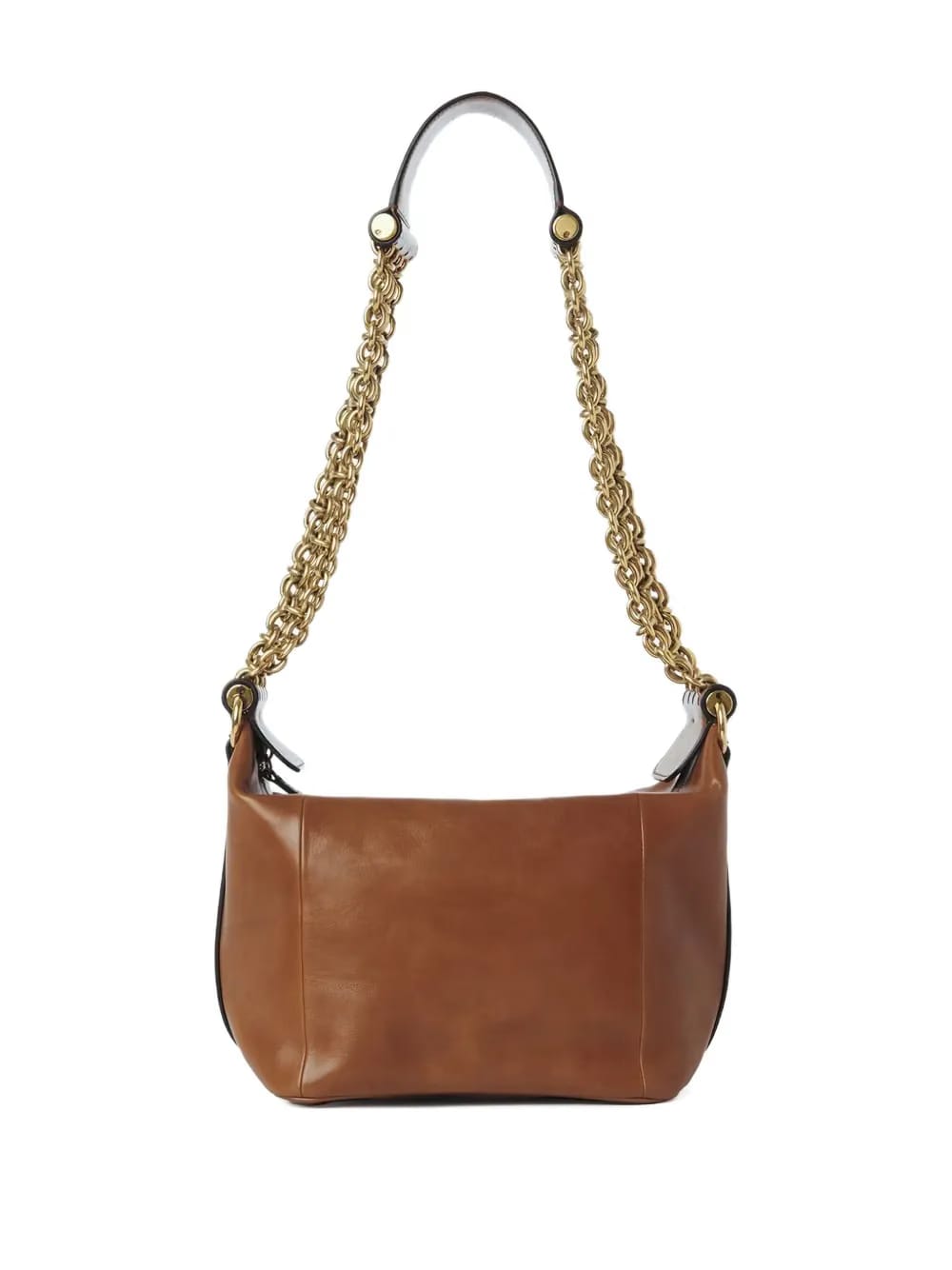 chain-trimmed leather bag