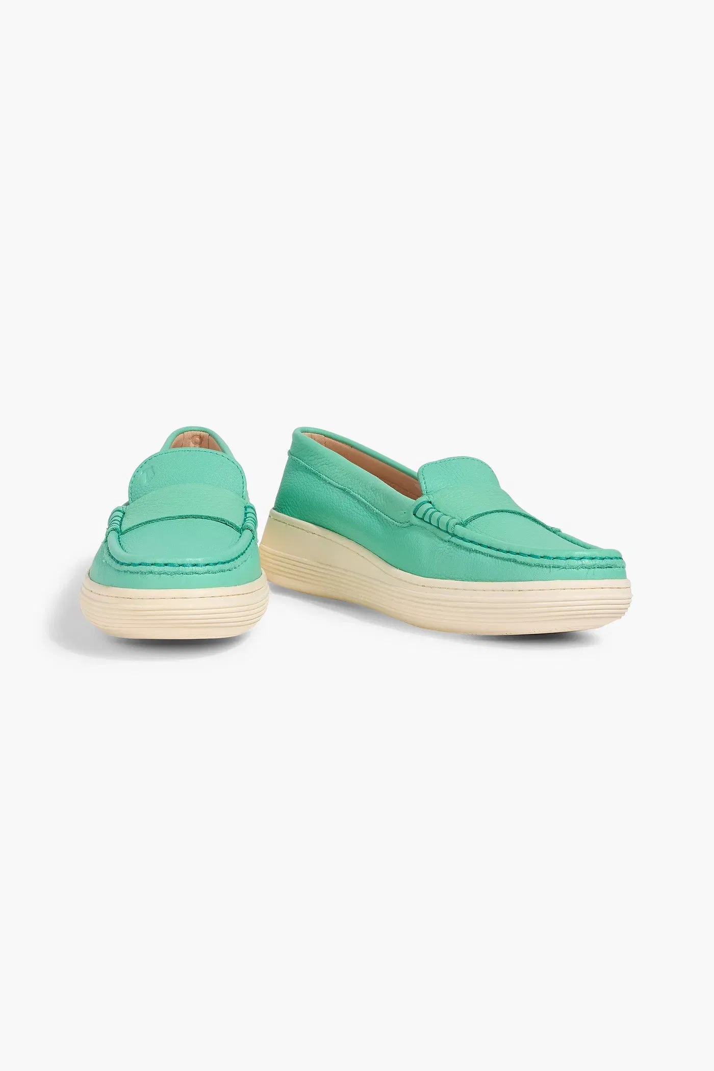 Tod's Pebbled-Leather Loafers Jade Women's