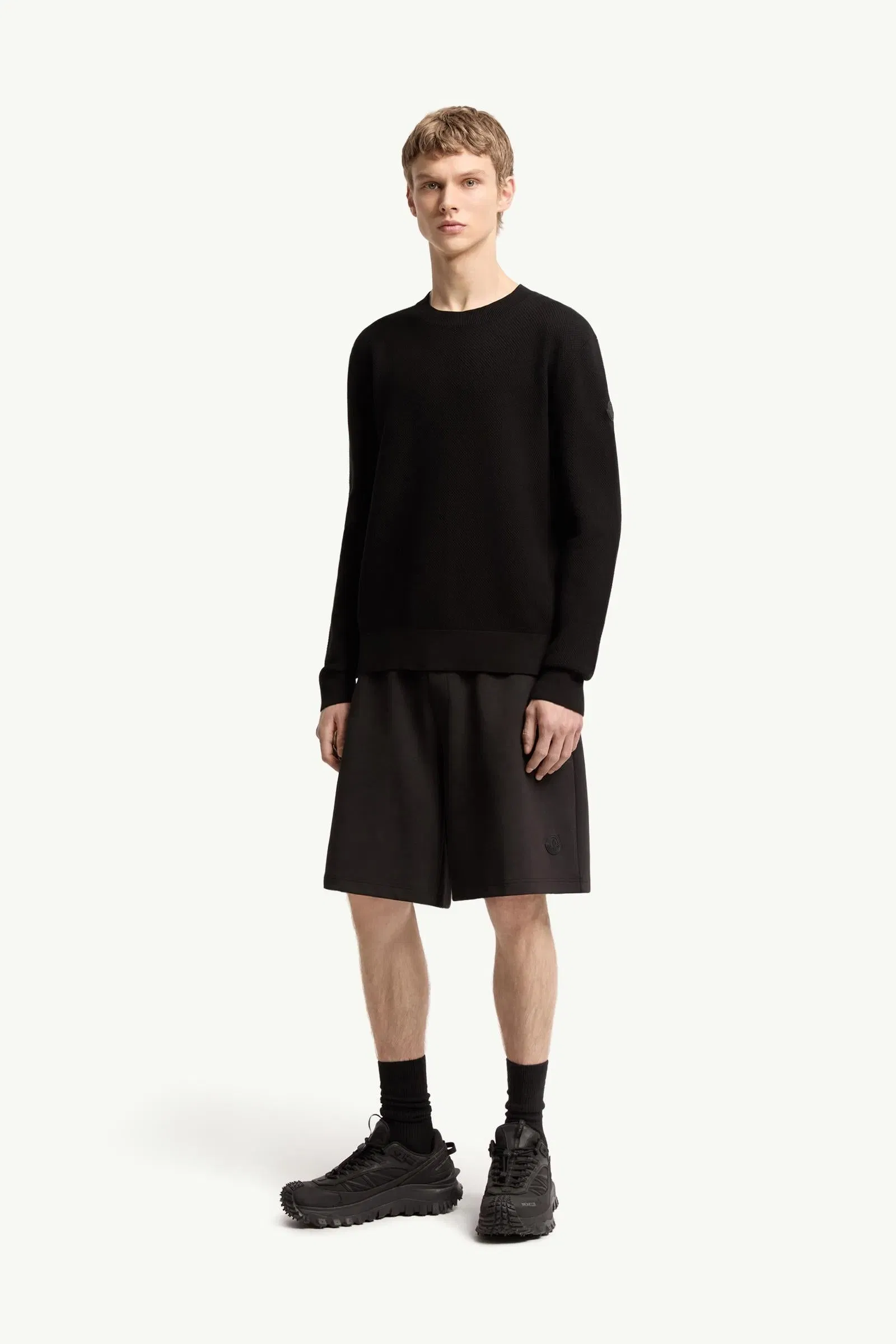 Moncler Cotton Knit Sweater Black Black