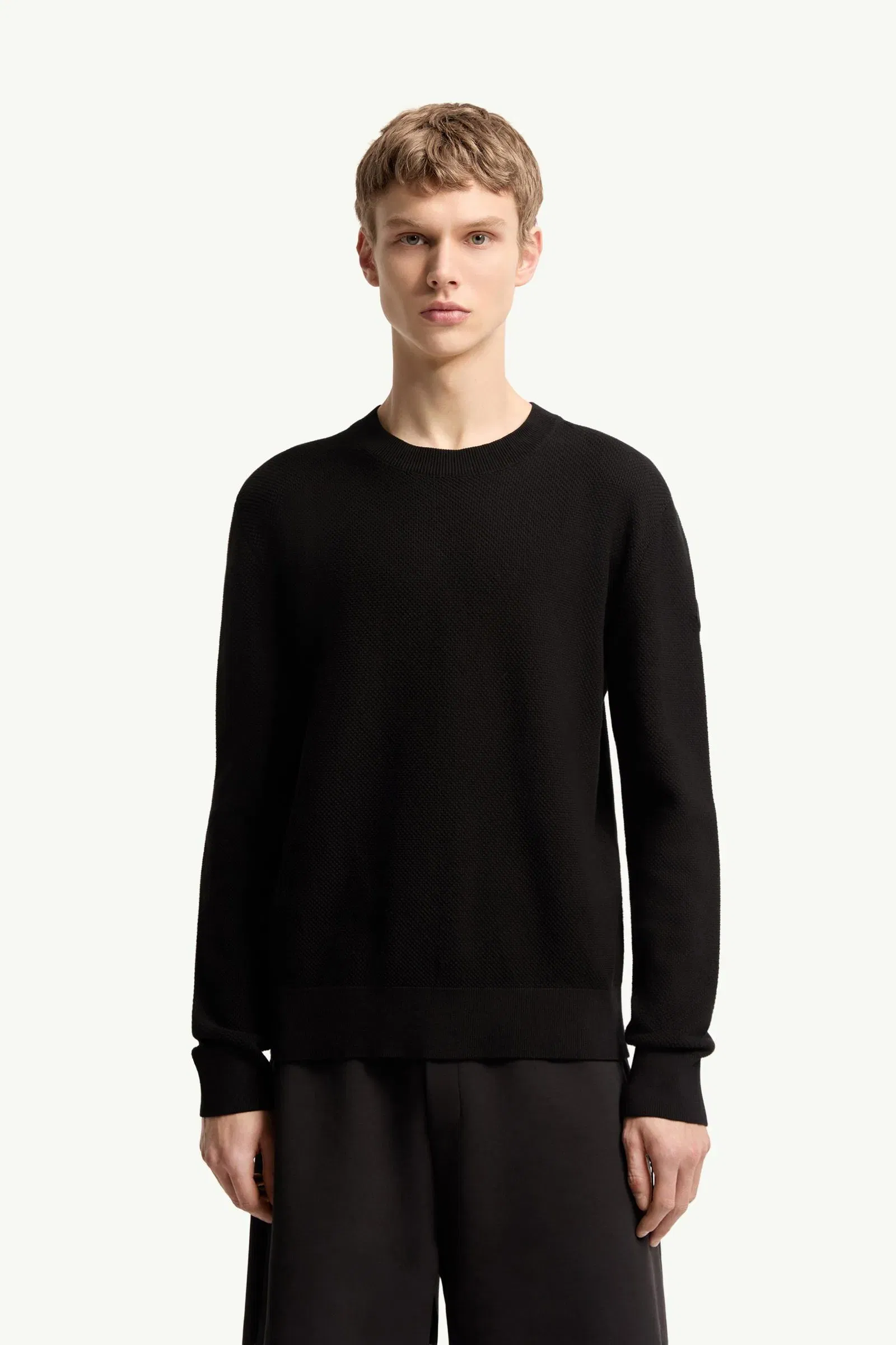 Moncler Cotton Knit Sweater Black Black