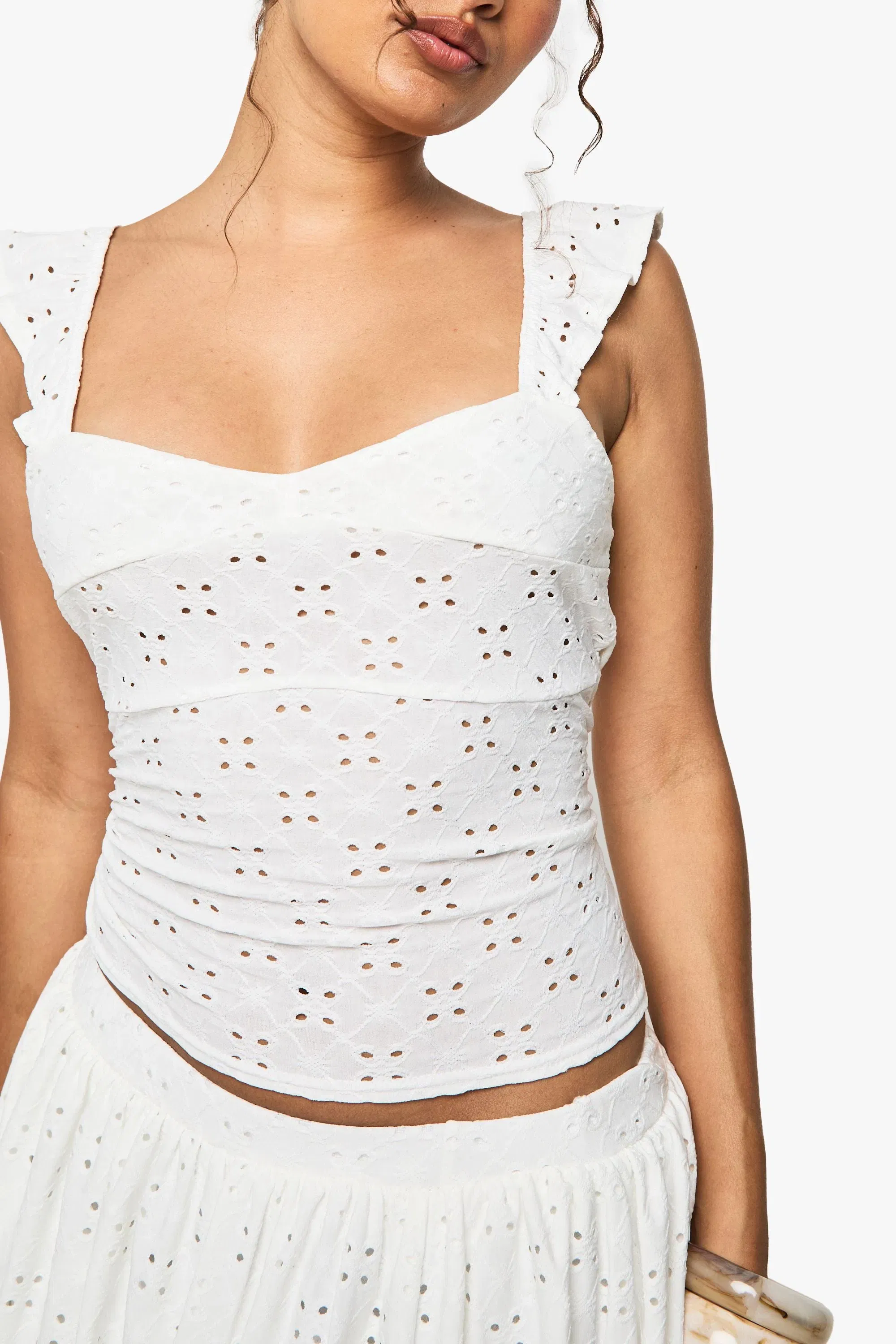 Broderie Milkmaid Sleeveless Top