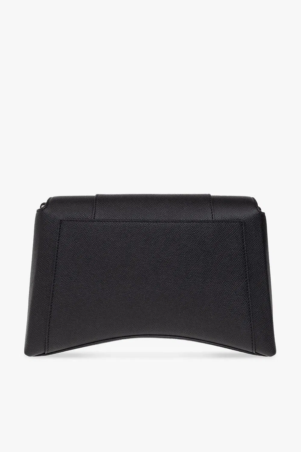 Luxury Black Leather Clutch Bag with Metal B Lock Design