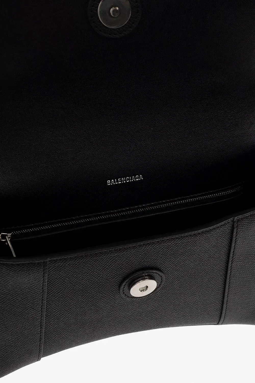 Luxury Black Leather Clutch Bag with Metal B Lock Design