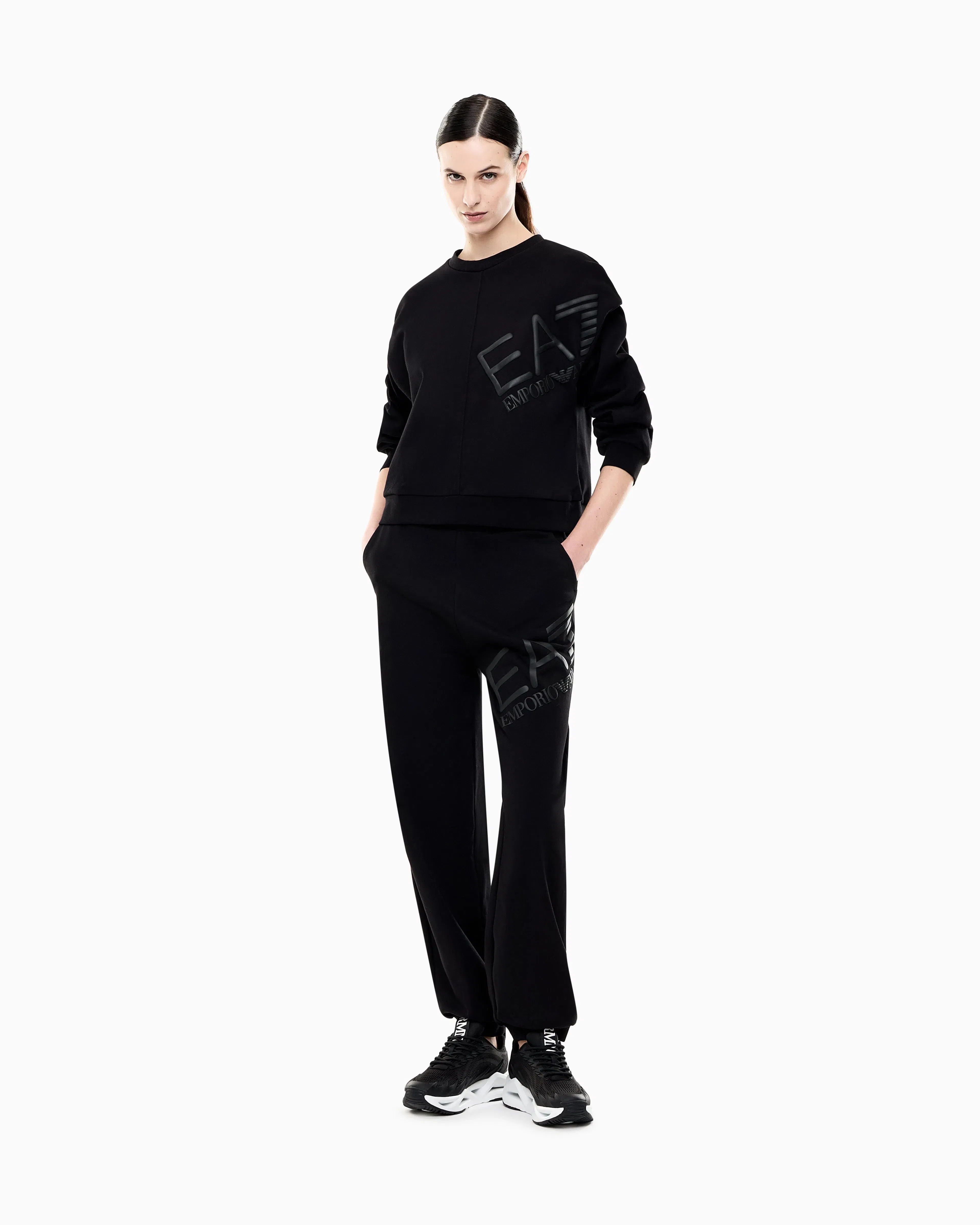 EA7 Logo Series cotton jersey sweatshirt