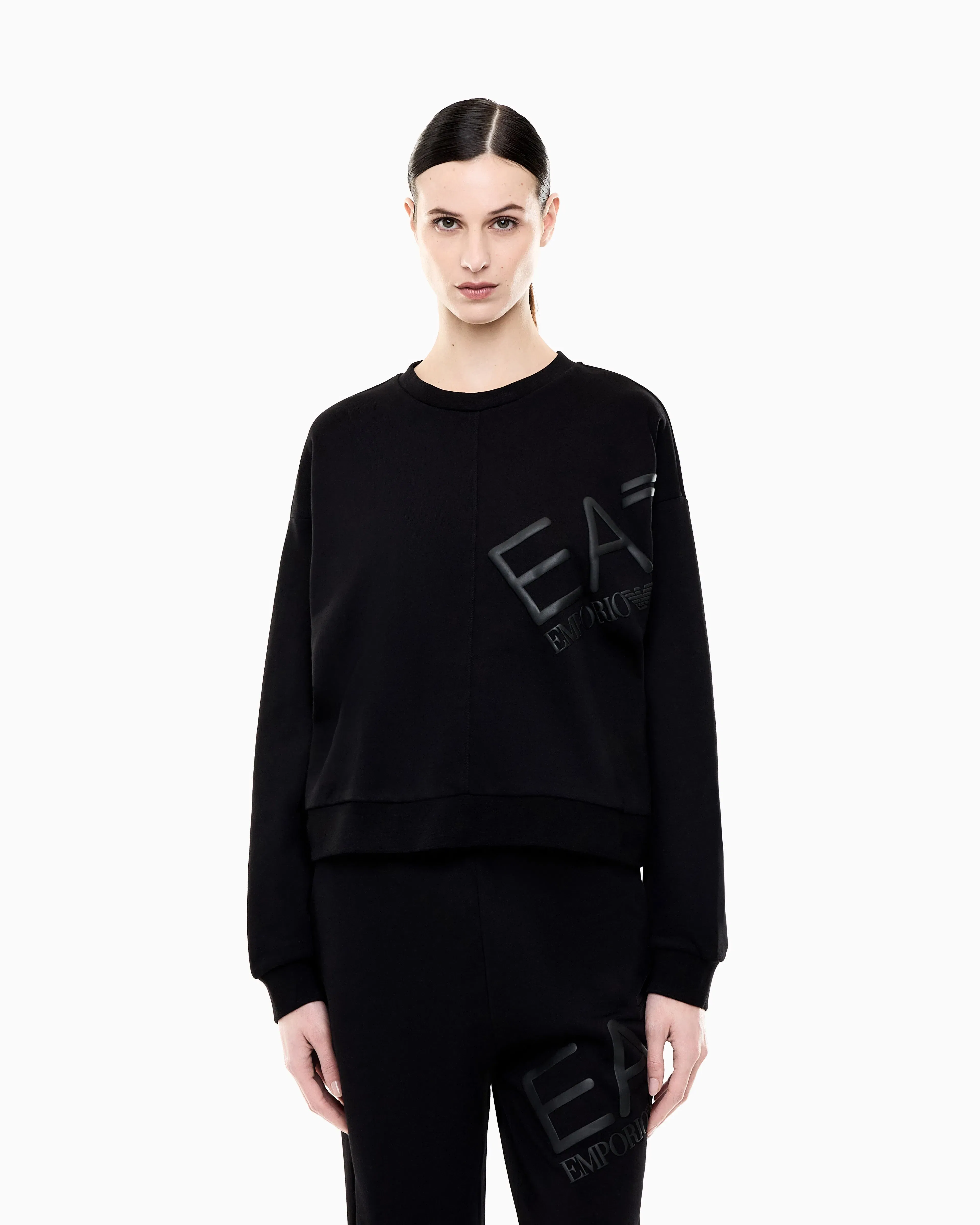 EA7 Logo Series cotton jersey sweatshirt