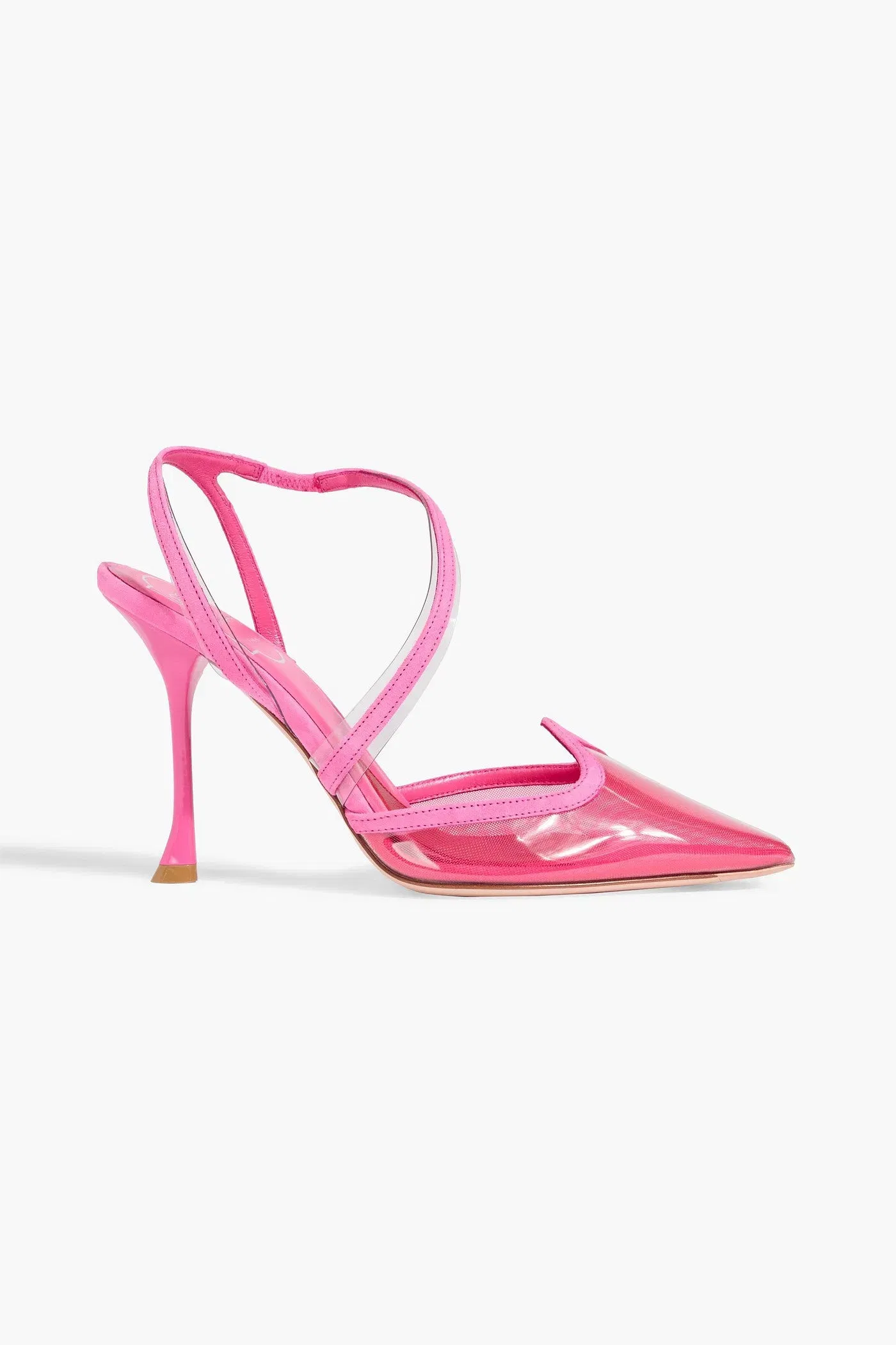 Roger Vivier I Love Vivier Suede-Trimmed Mesh And Pvc Slingback Pumps Pink Women's
