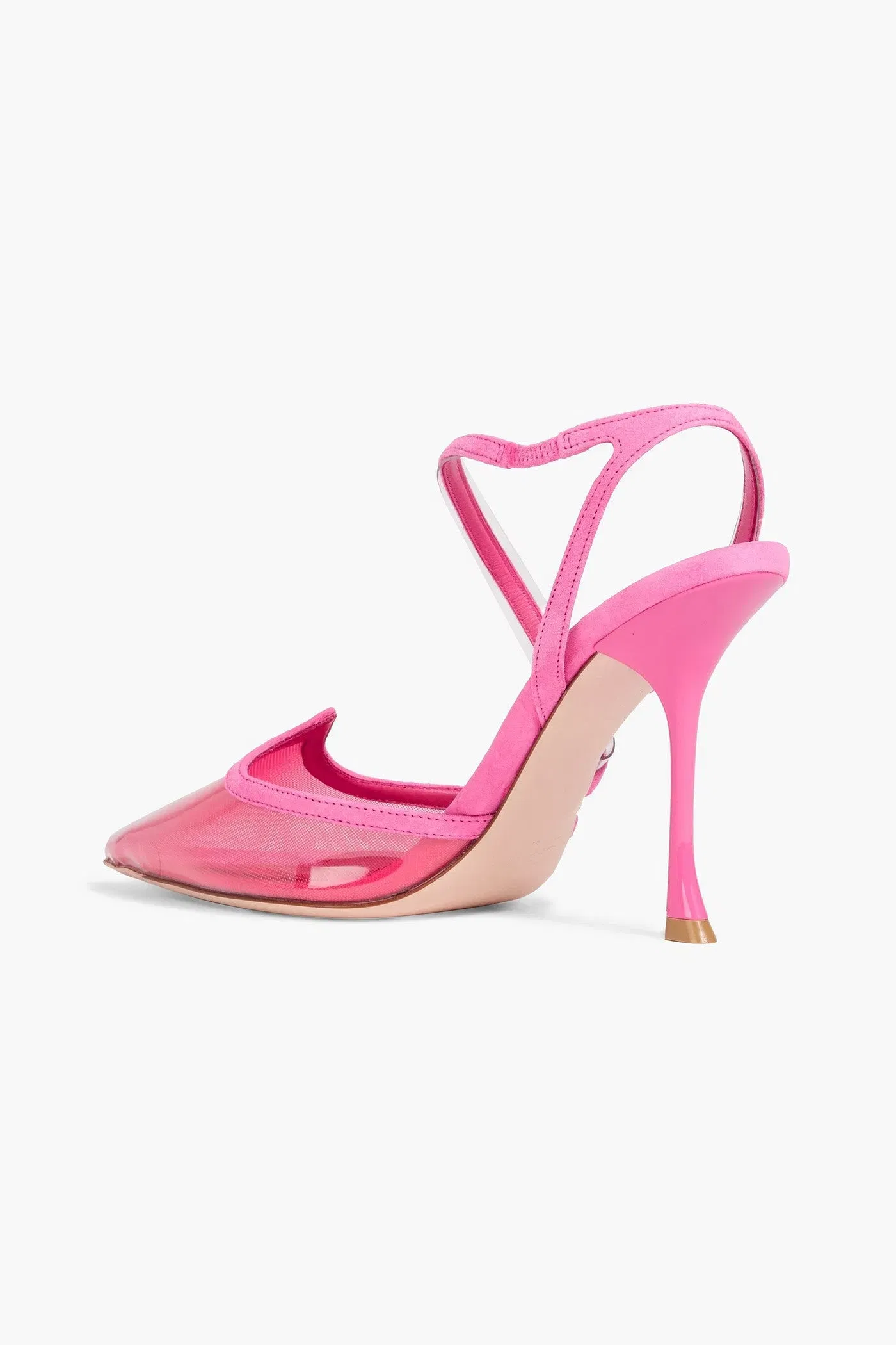 Roger Vivier I Love Vivier Suede-Trimmed Mesh And Pvc Slingback Pumps Pink Women's