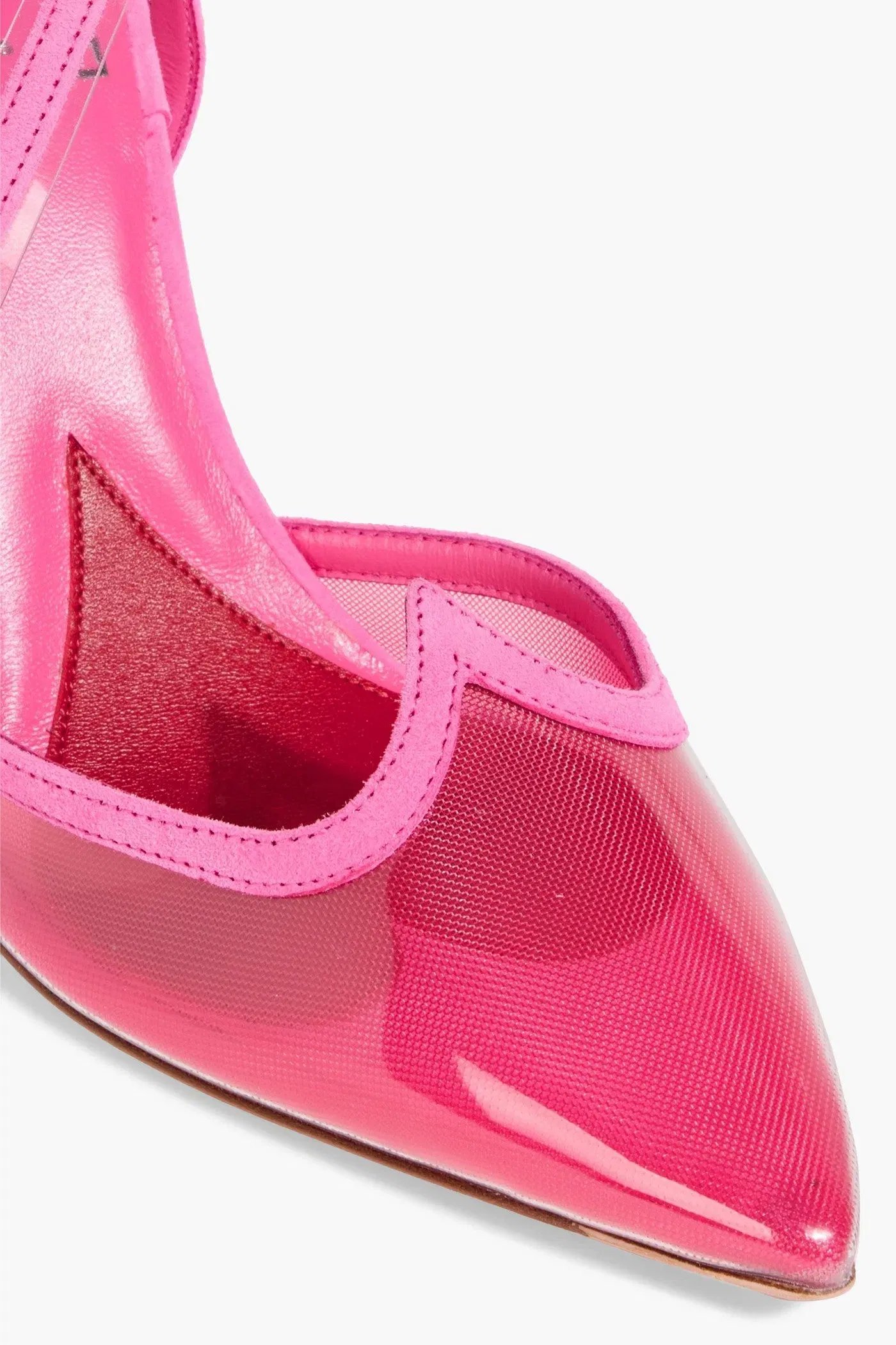 Roger Vivier I Love Vivier Suede-Trimmed Mesh And Pvc Slingback Pumps Pink Women's