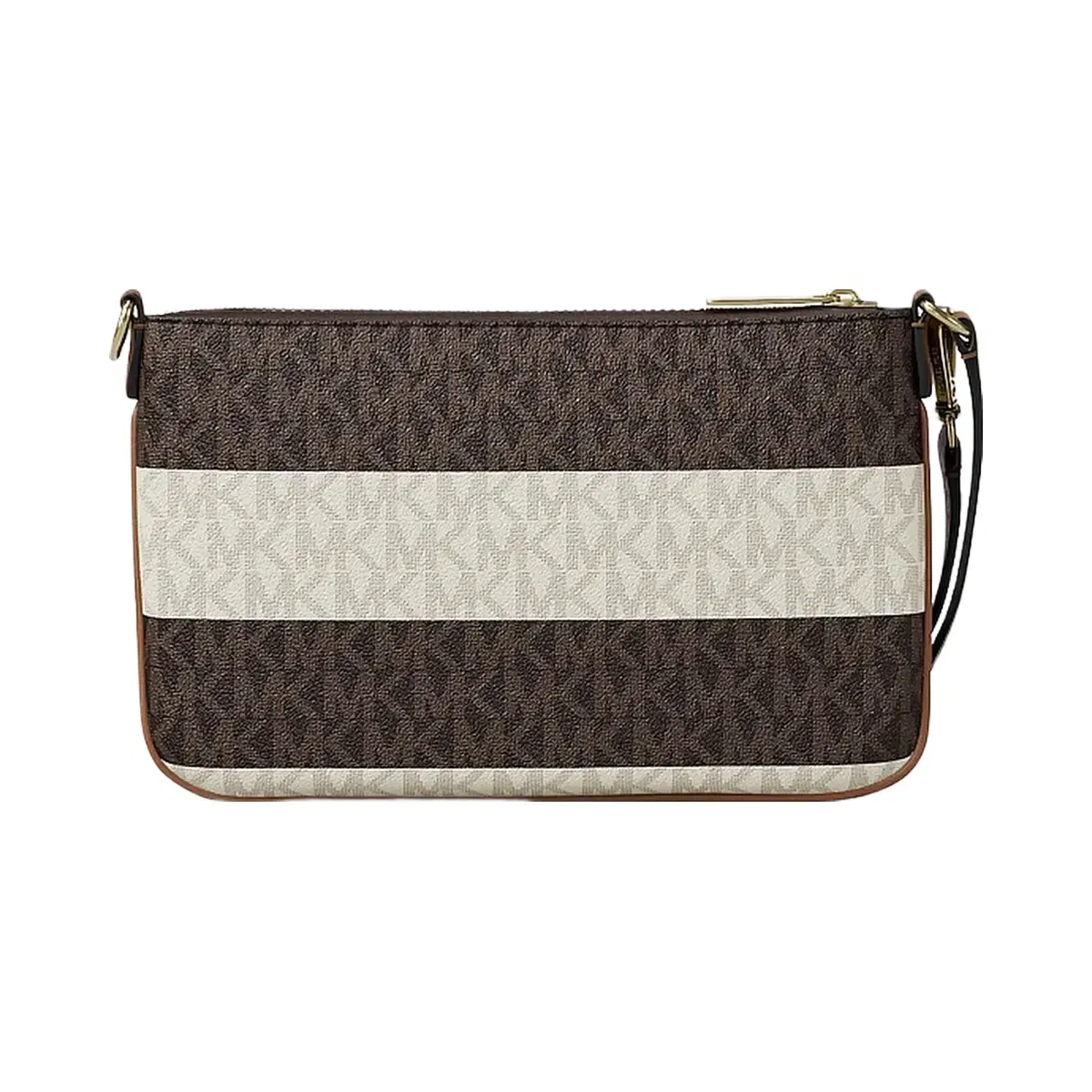 Michael Kors Jet Set Travel Small Striped Signature Logo Convertible Wristlet Vanilla-Luggage